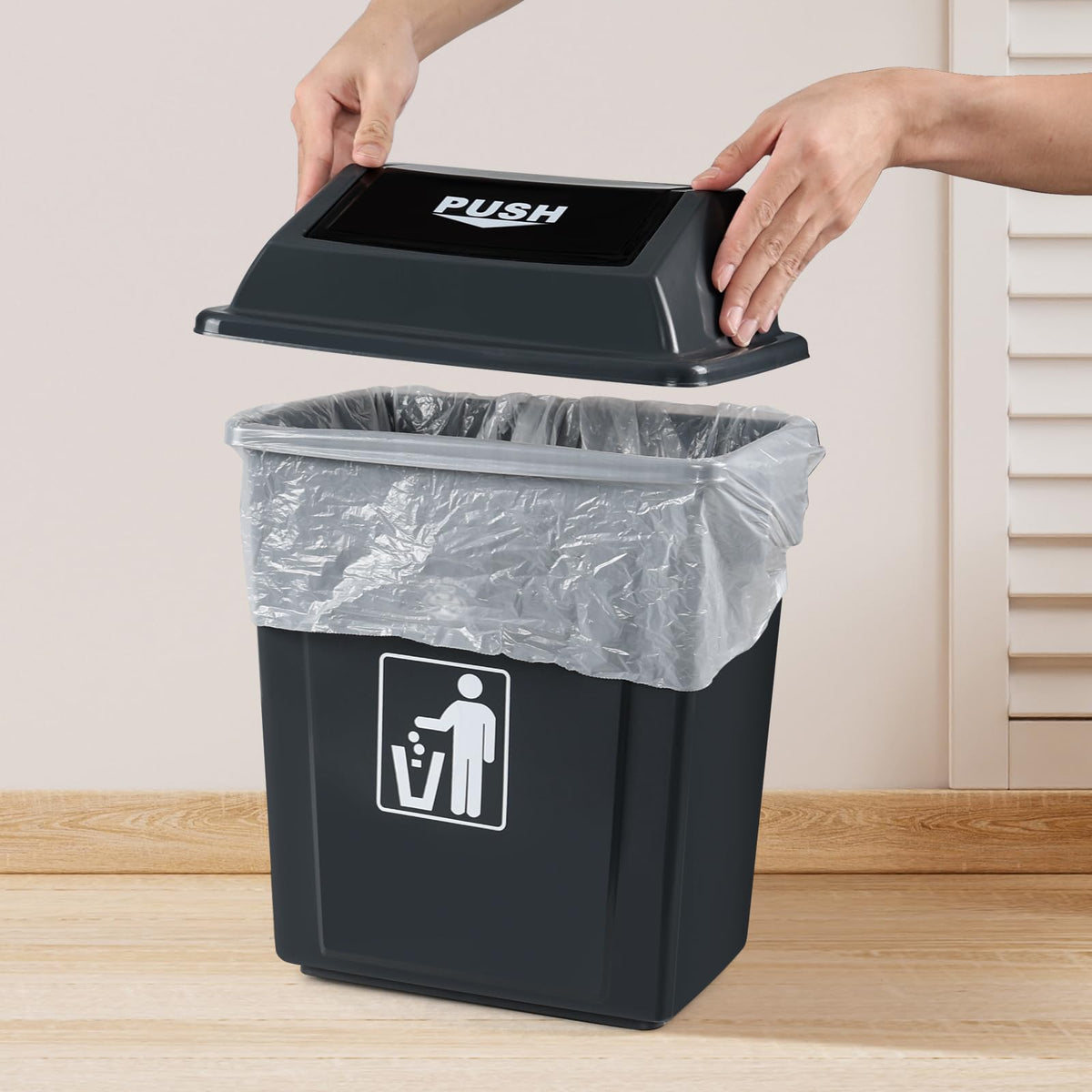 8 Gallon Plastic Small Trash Can with Swing Lid (4 Count)