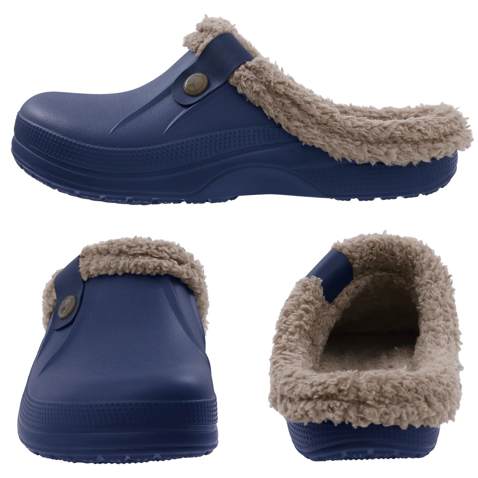 Fur Lined Clogs for Women & Men Fuzzy Slippers with Memory Foam