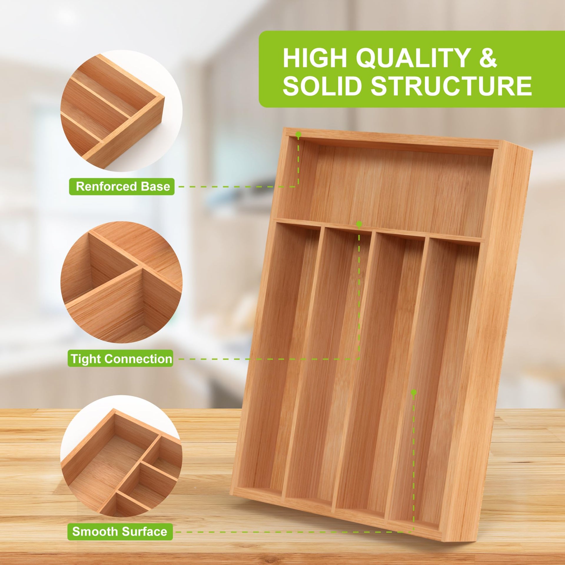 Bamboo Silverware Drawer Tray