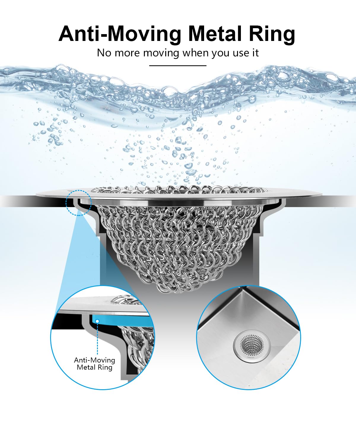 Upgraded Reversible Sink Drain Strainer & Kitchen Sink Stopper Set