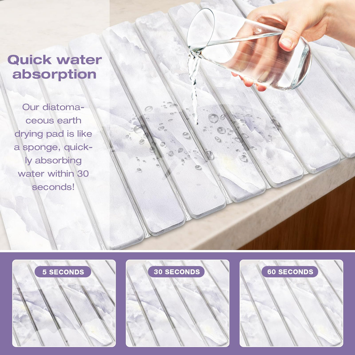 Elegant Grey Marble Drying Mat
