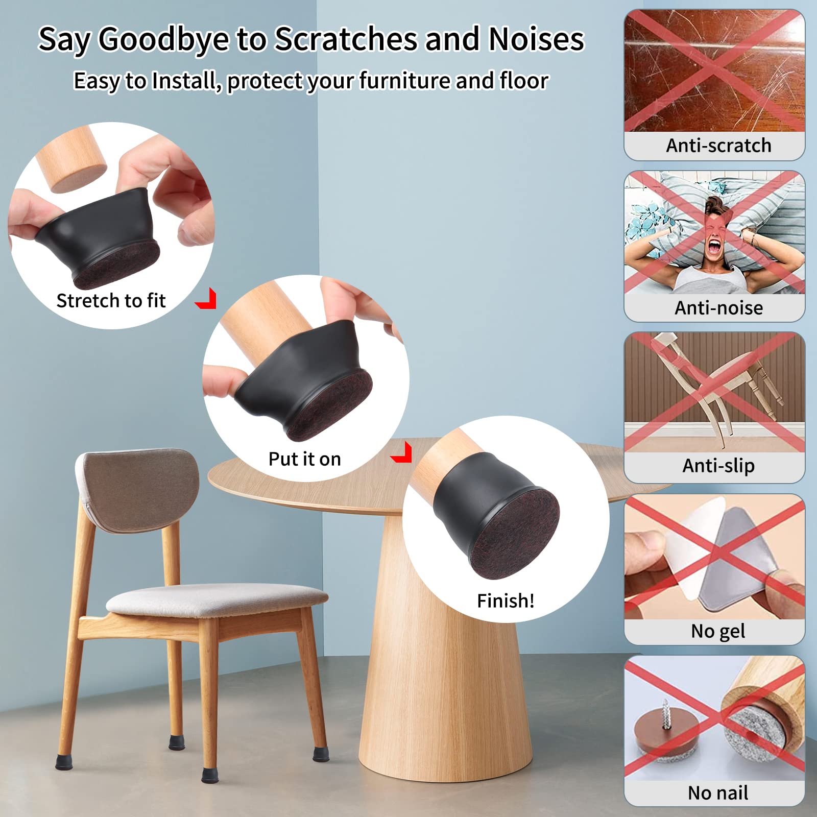 24 Pcs Extra Large Chair Leg Floor Protectors for Hardwood Floors (24 Count)