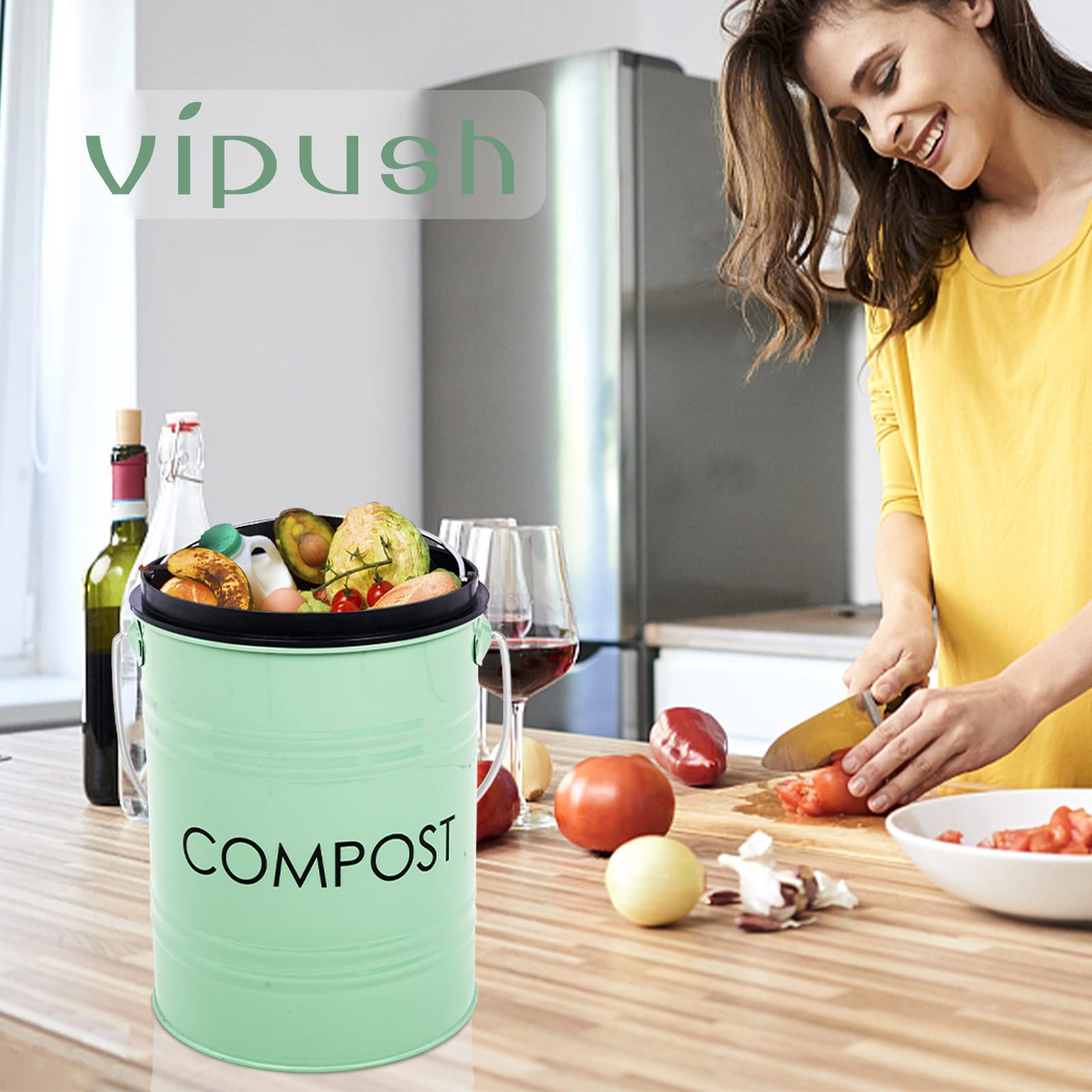 Compost Bin Kitchen Countertop Composter with lid