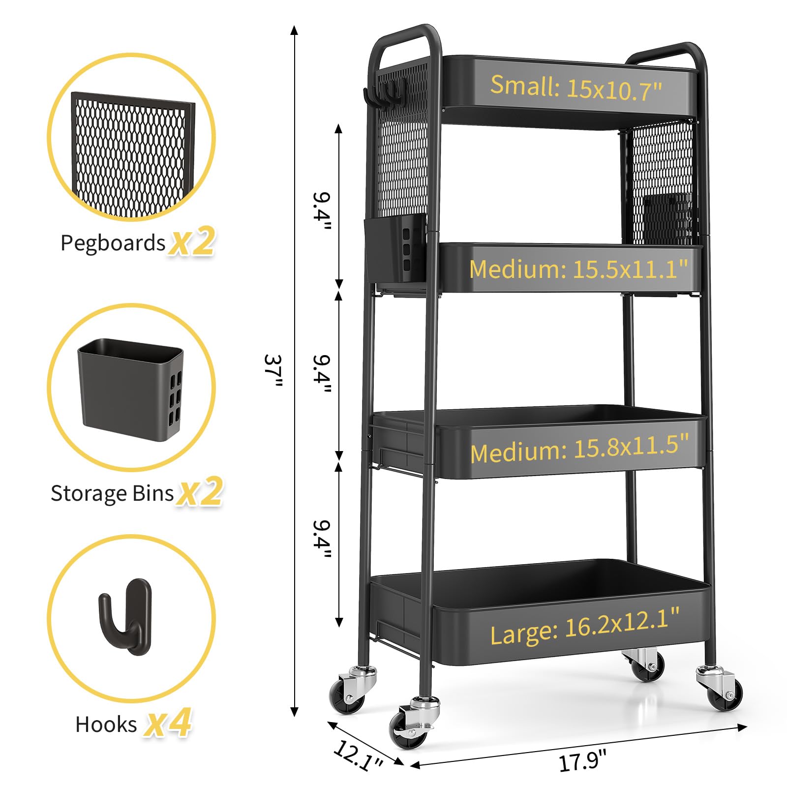 4 Tier Rolling Cart