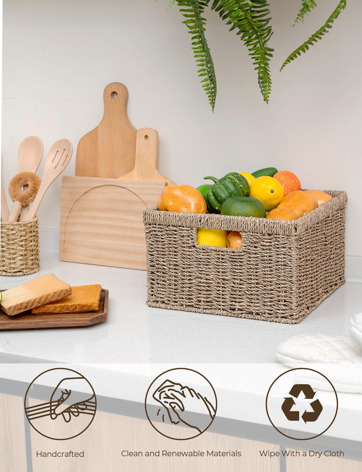 Wicker Storage Baskets for Shelves (2 Count)