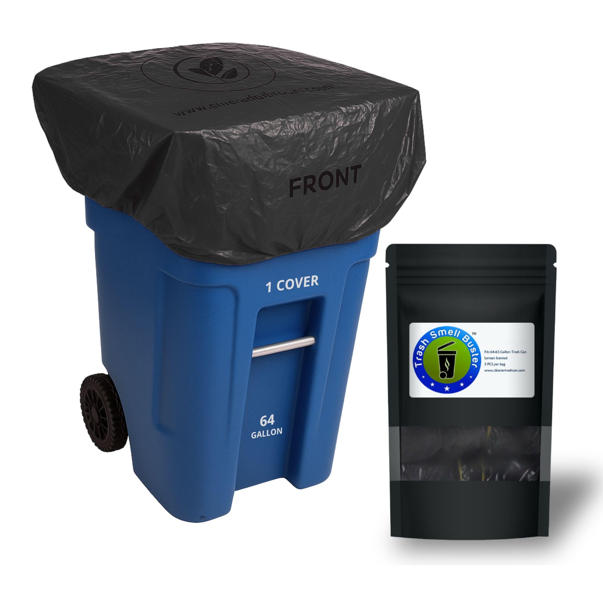 Trash Can Smell Eliminator Cover Odor Eliminating Bag Lemon Scented Durable Chemical Free 64 Gallon 3 Pack (3 Count)