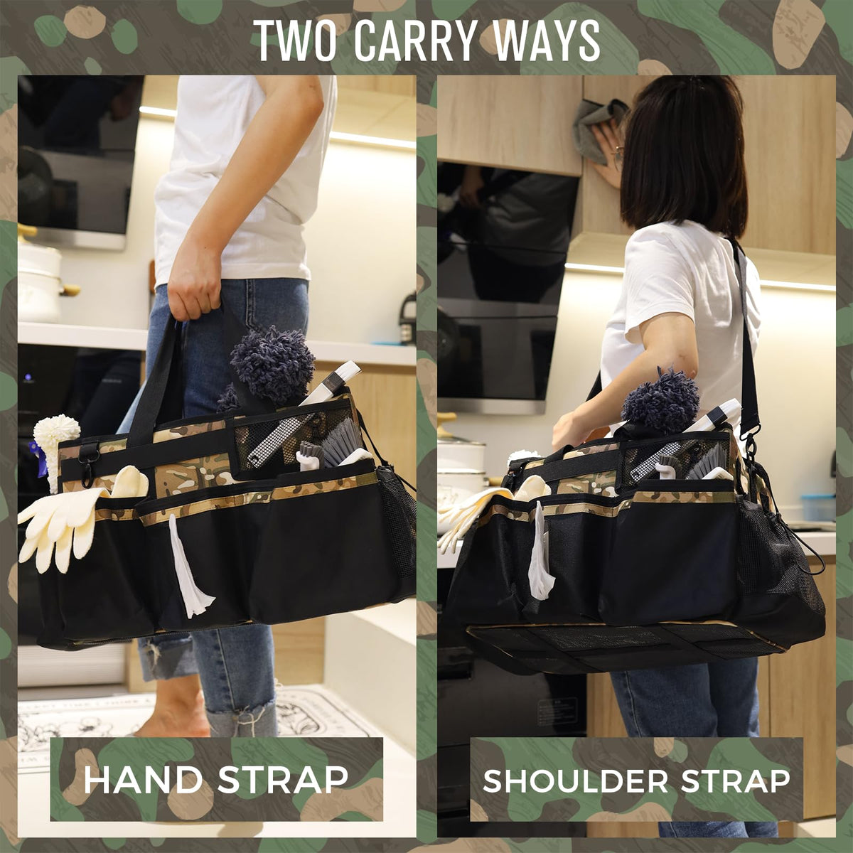 Wearable Cleaning Caddy Organizer with Handle & Shoulder Straps for Housekeepers