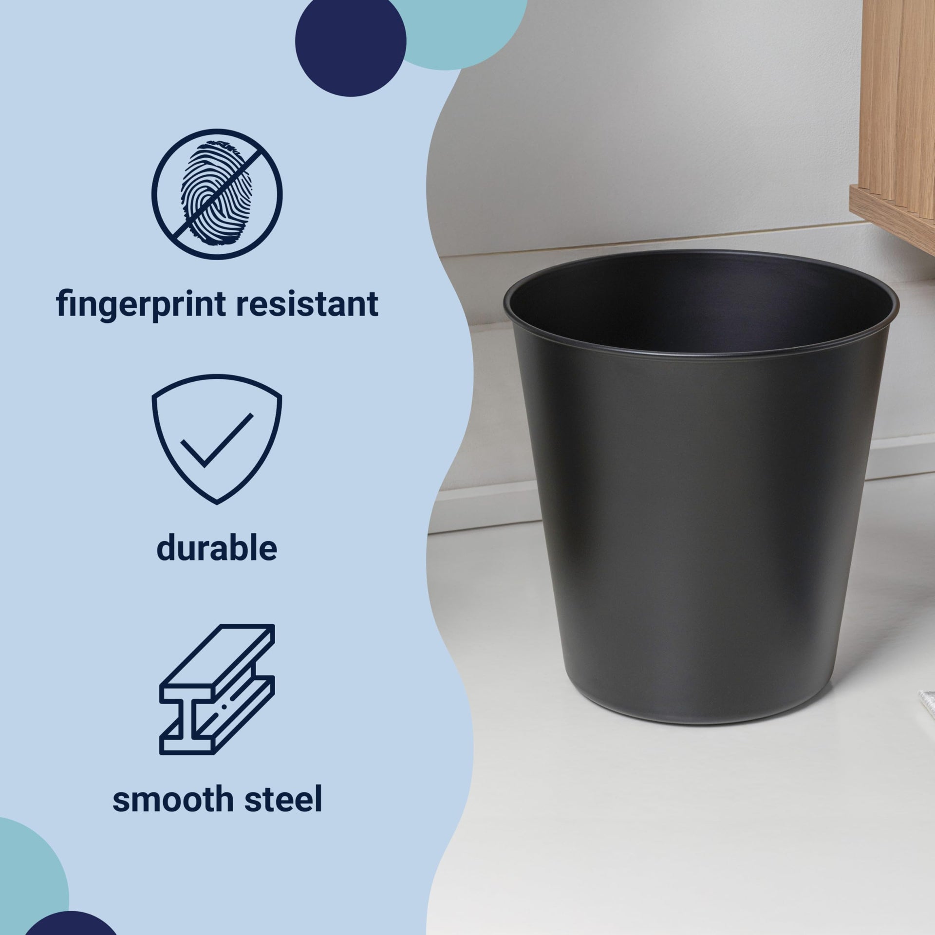 Nolan 2 Gal Smooth Steel Wastebasket