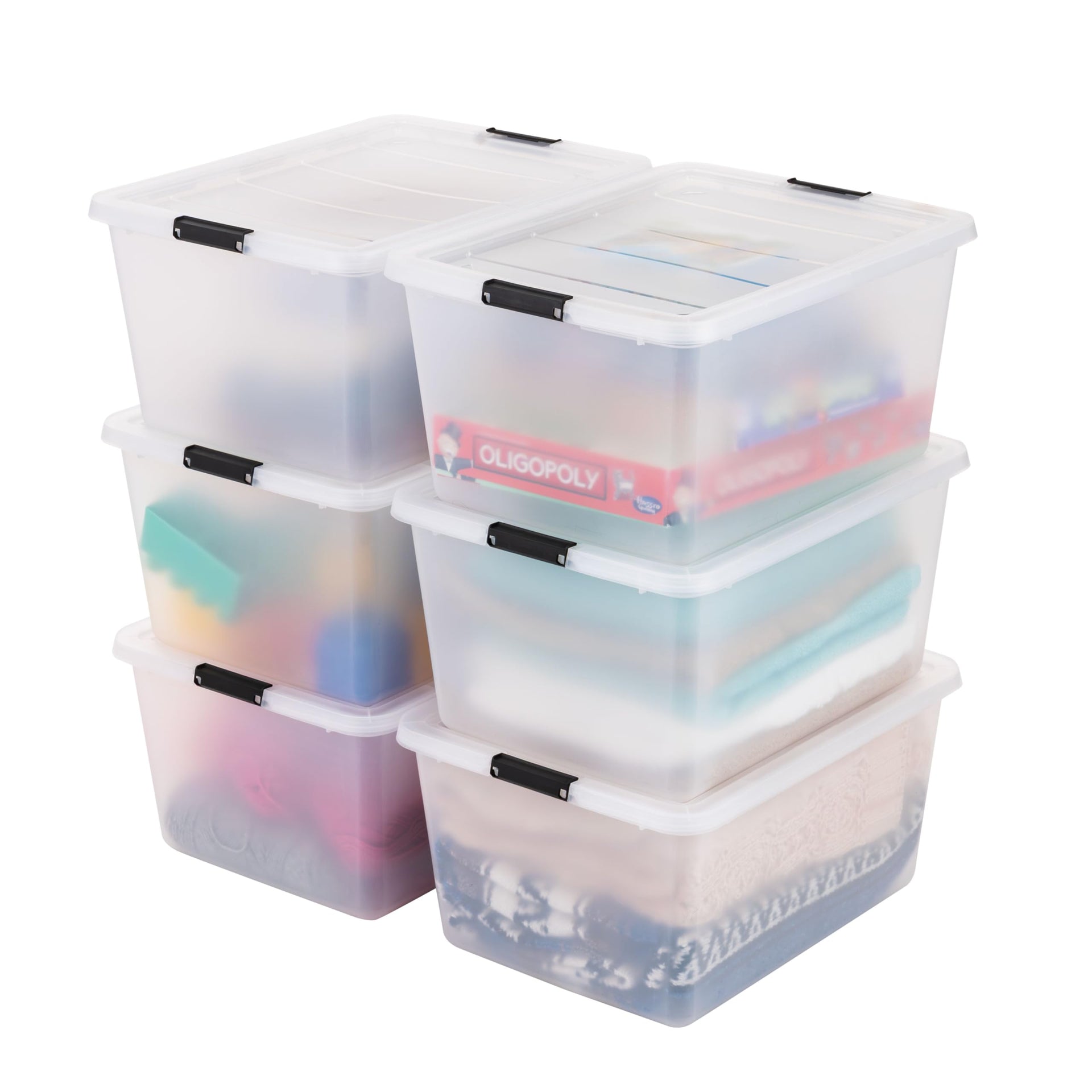 6 Pack 32.5 Quart Clip Box with Latching Lid (6 Count)