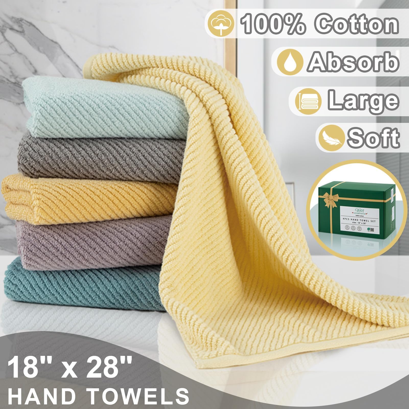 Bathroom Hand Towels 4PC (4 Count)