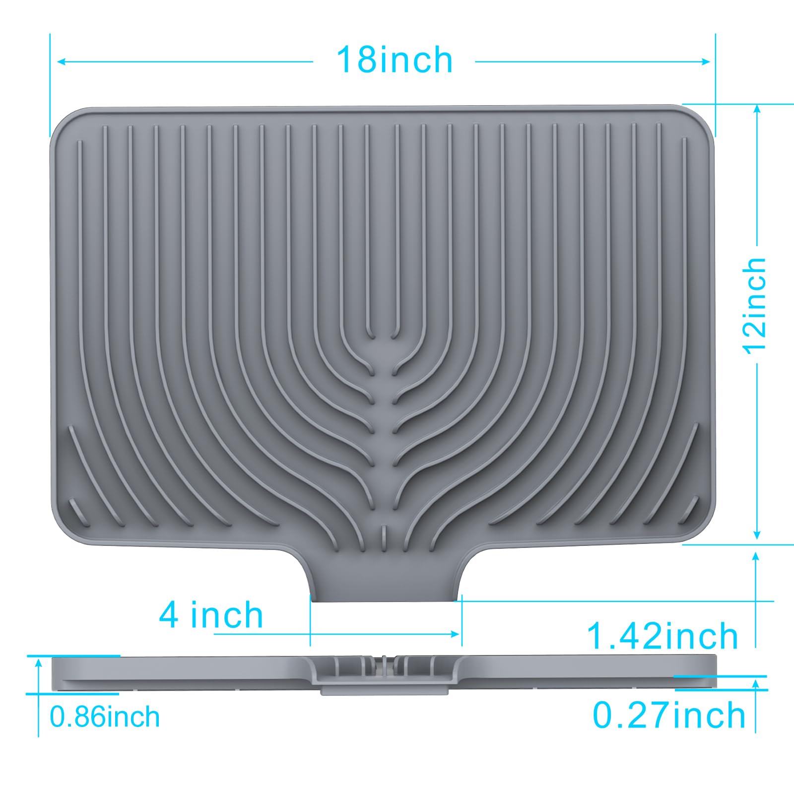 Dish Drying Mat for sink with a bulged edge