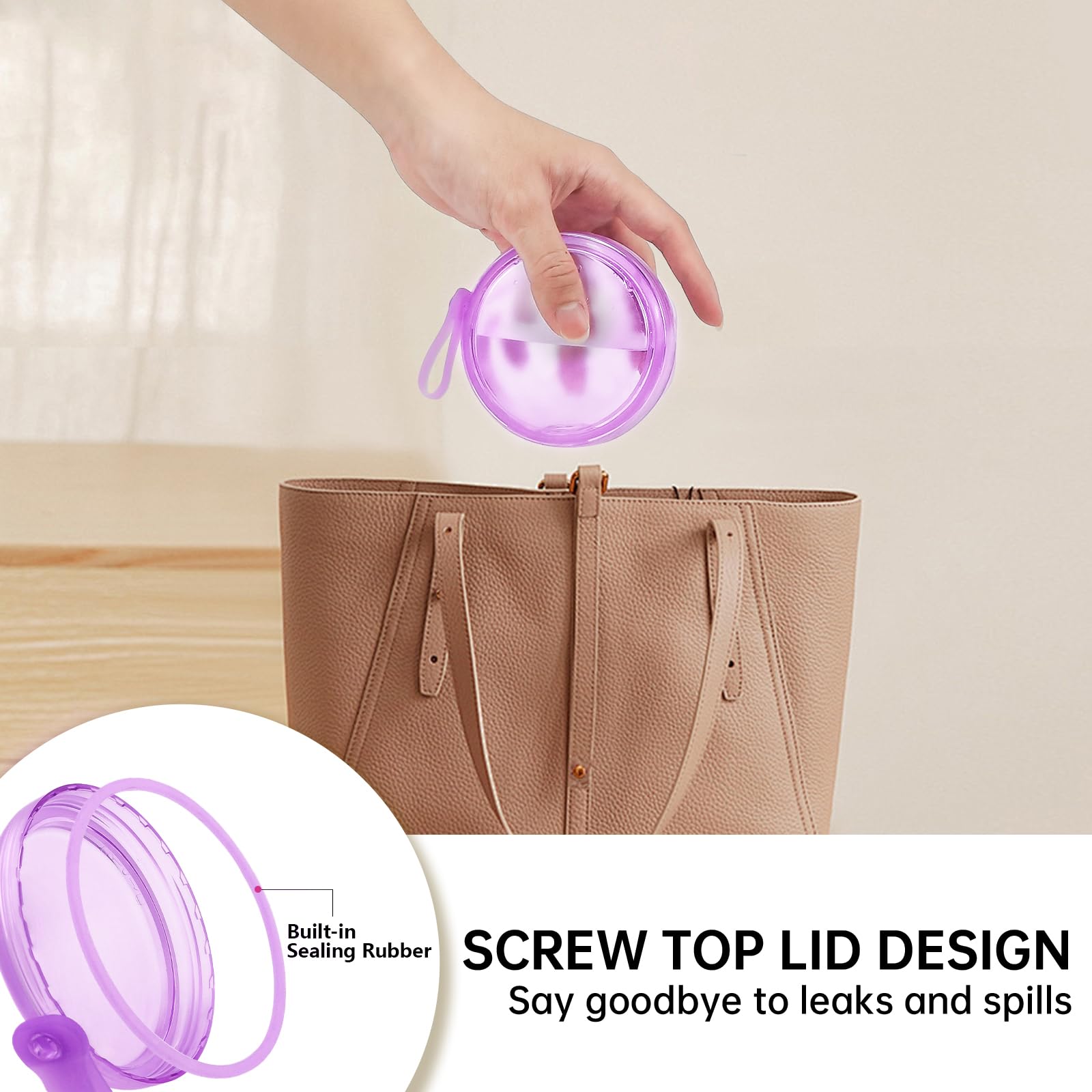 Leakproof Denture Case Purple Denture Soaking Cup with Strainer Basket