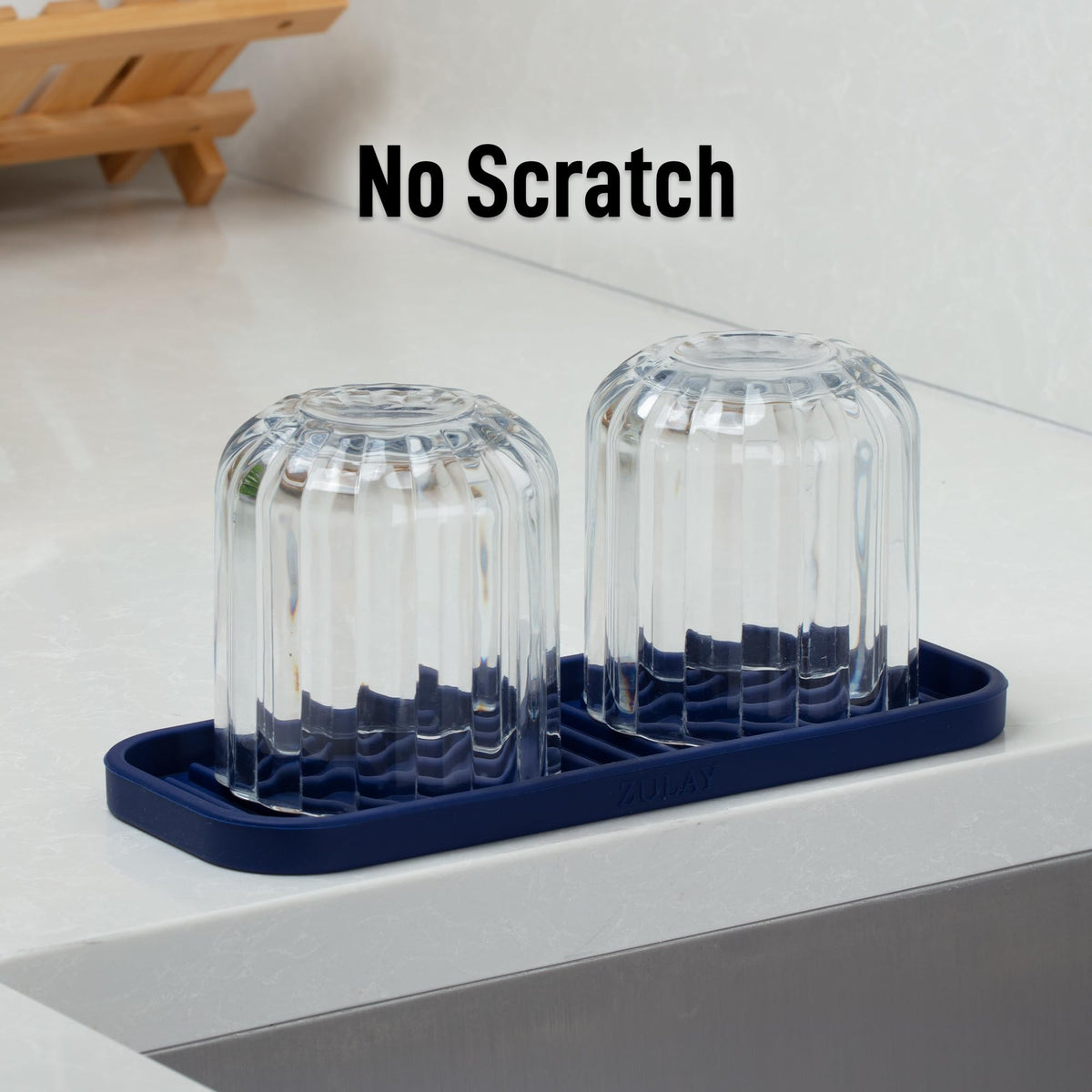 9x3.5) Silicone Sponge Holder for Kitchen Sink - Flexible Multipurpose Soap Tray - Sink Organizer for Kitchen, Bathroom, Makeup, Trinkets & More (Dark Blue)