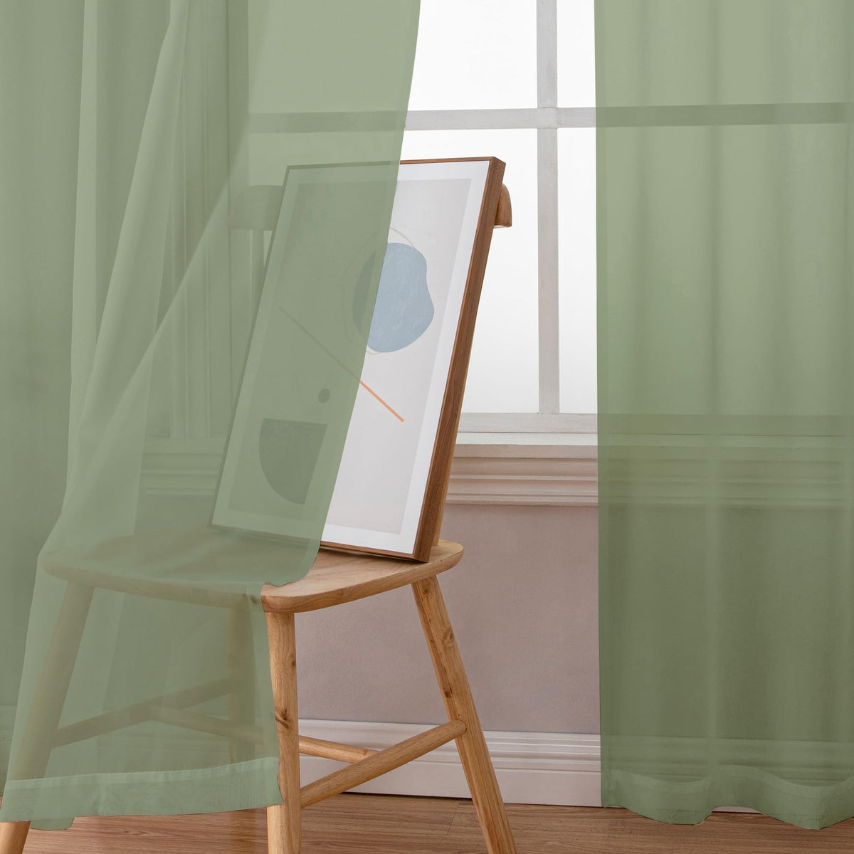 Sheer Sage Green Curtains 90 inches Long 2 Panels (2 Count)