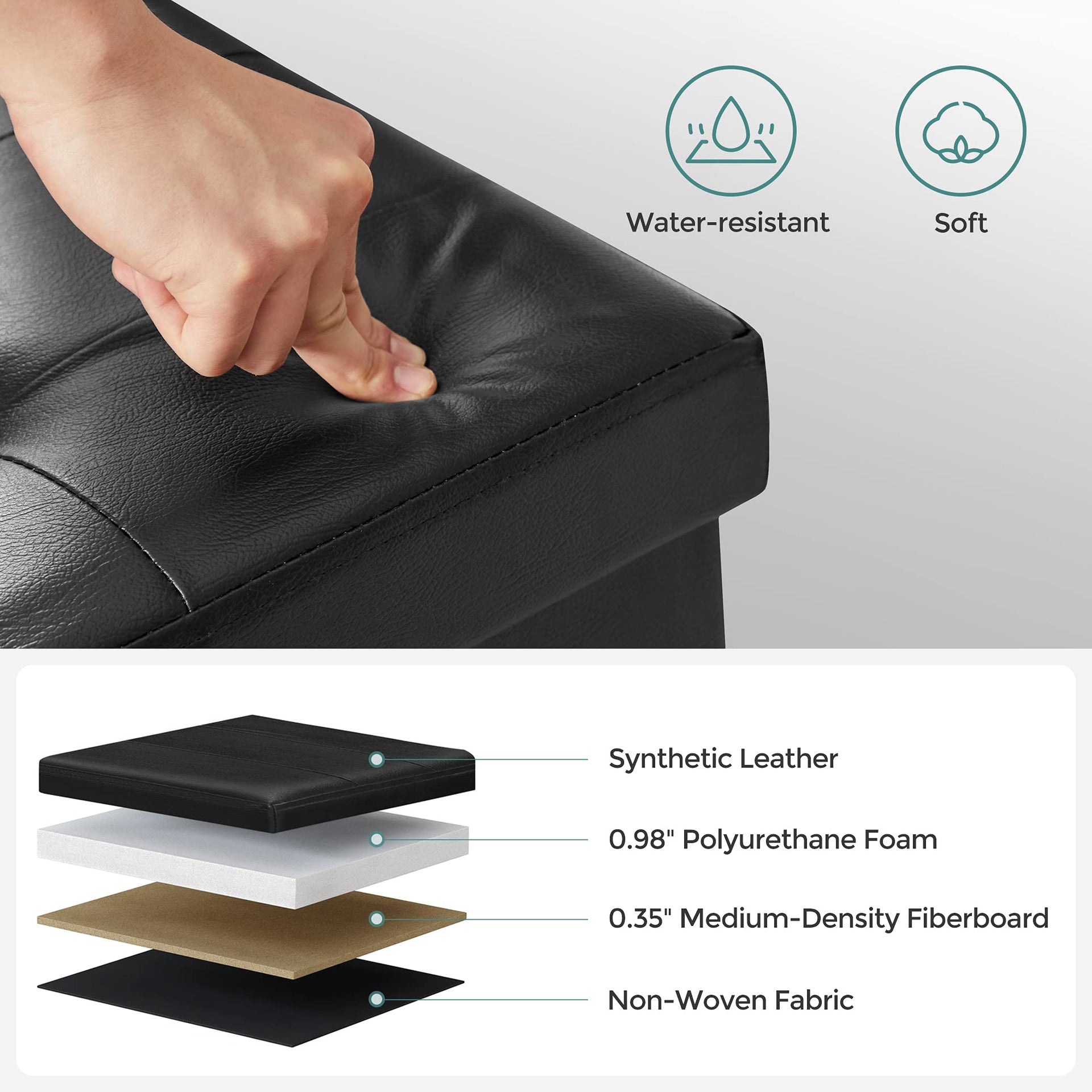 43.3 Inches Folding Storage Ottoman Bench with Flipping Lid