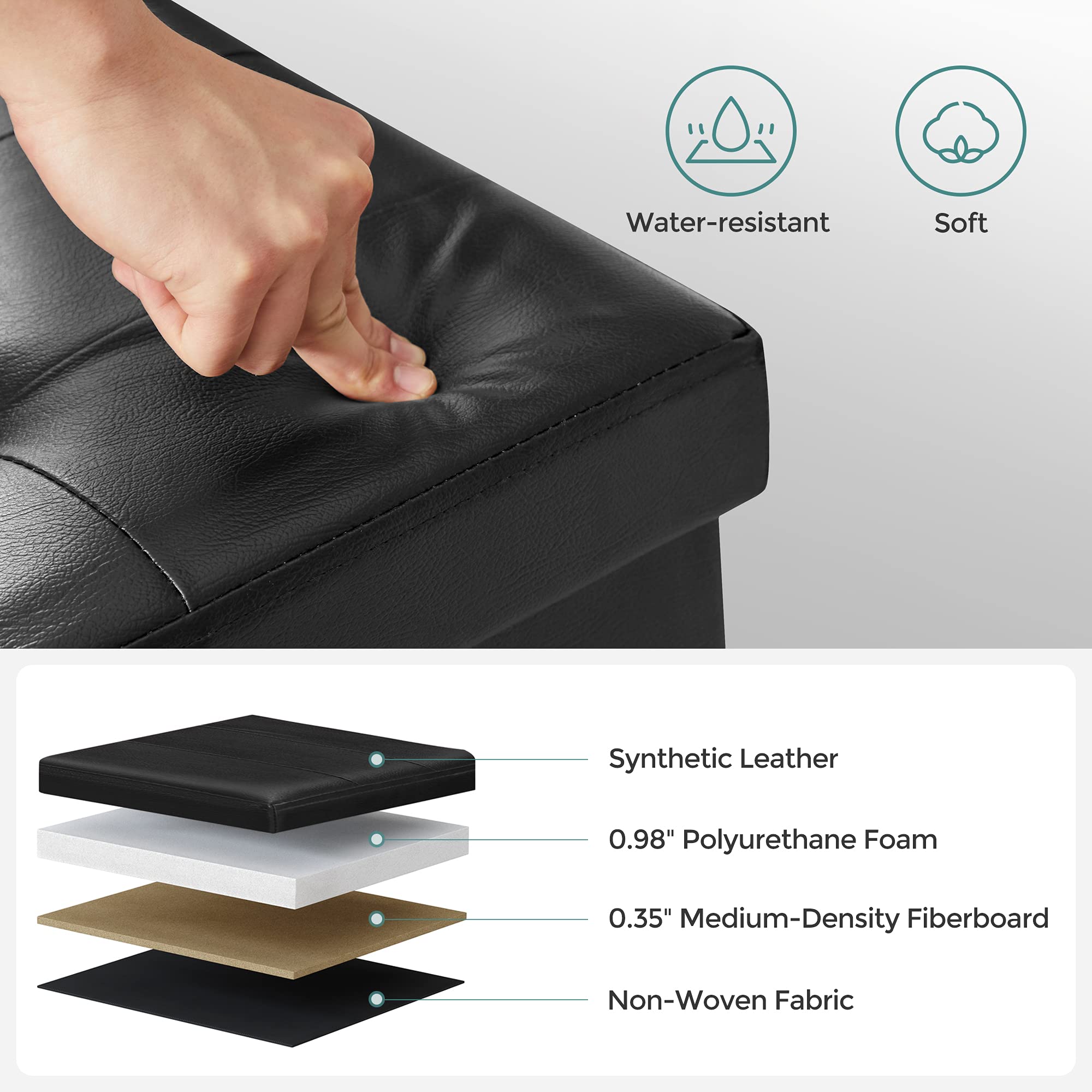 43.3 Inches Folding Storage Ottoman Bench with Flipping Lid
