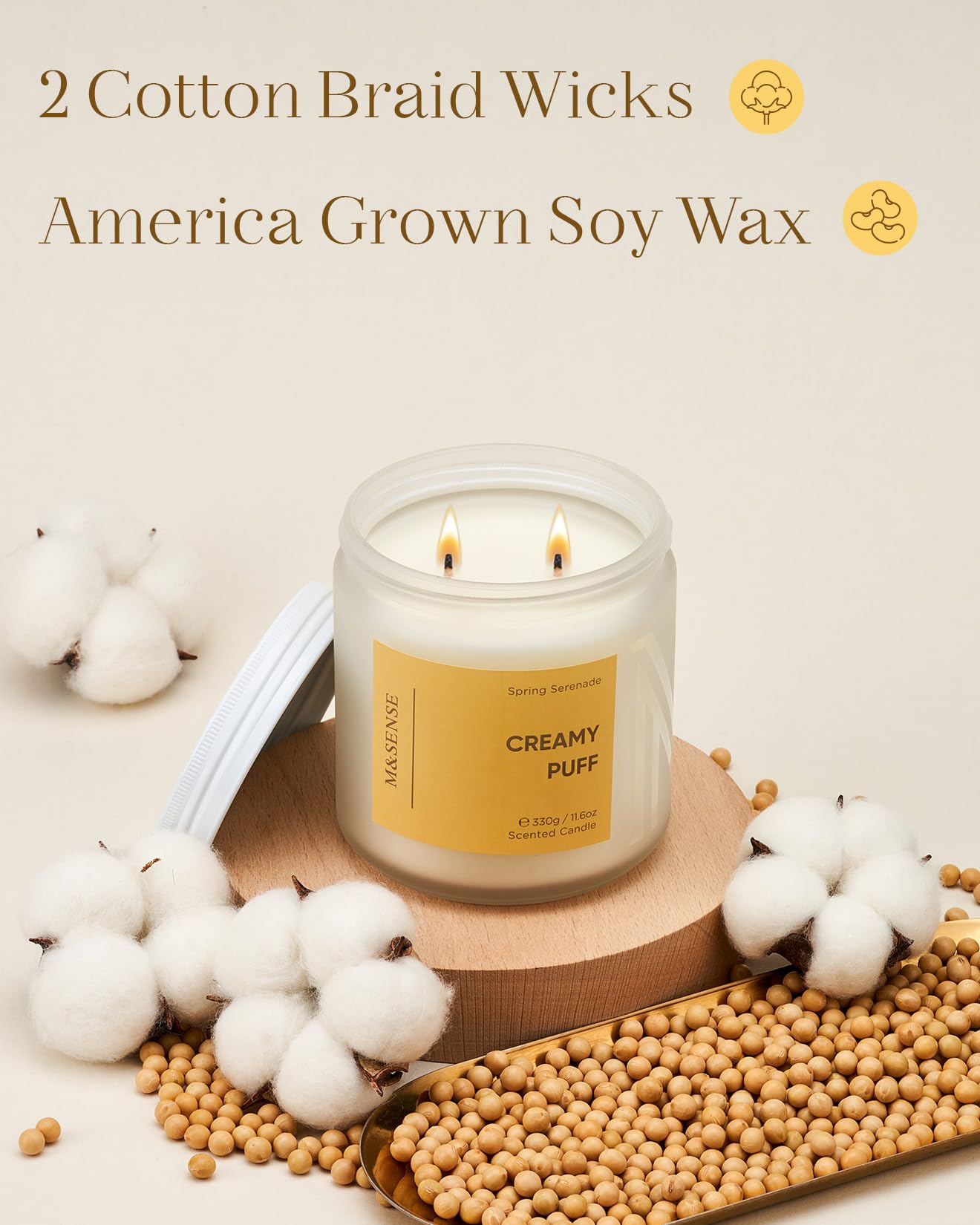 Sandalwood Gardenia Large Soy Candles (11.6 Ounce)