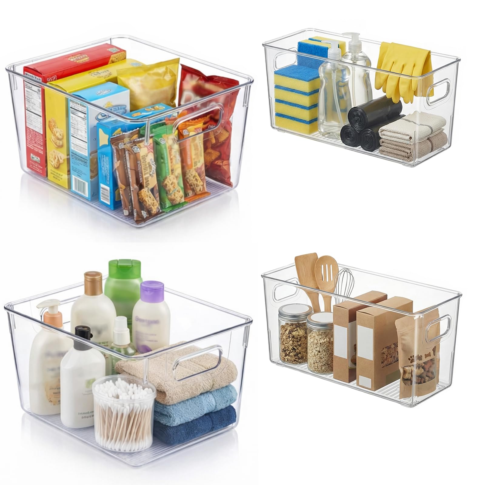 4 Pack Clear Plastic Organizer Bins