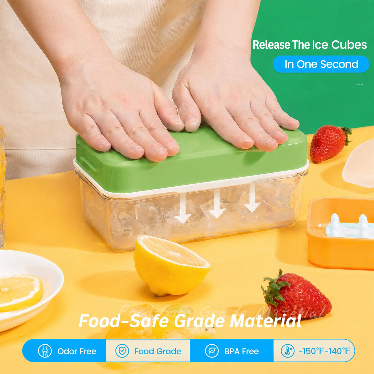 Ice Cube Tray with Lid and Bin