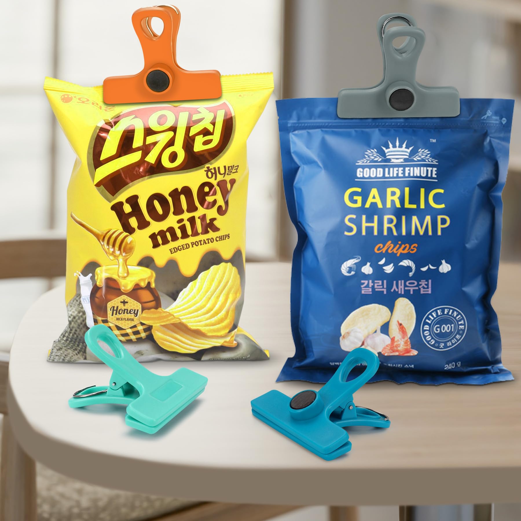Chip Clips Magnetic Bag Clips with Air Tight Seal for Food Storage (8 Count)