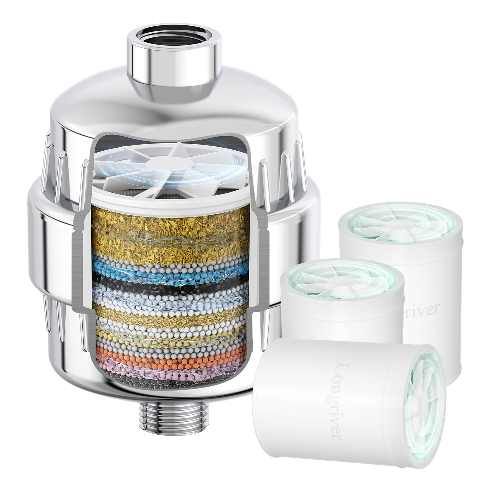 R7 Shower Filter with 3 Replacement Cartridges