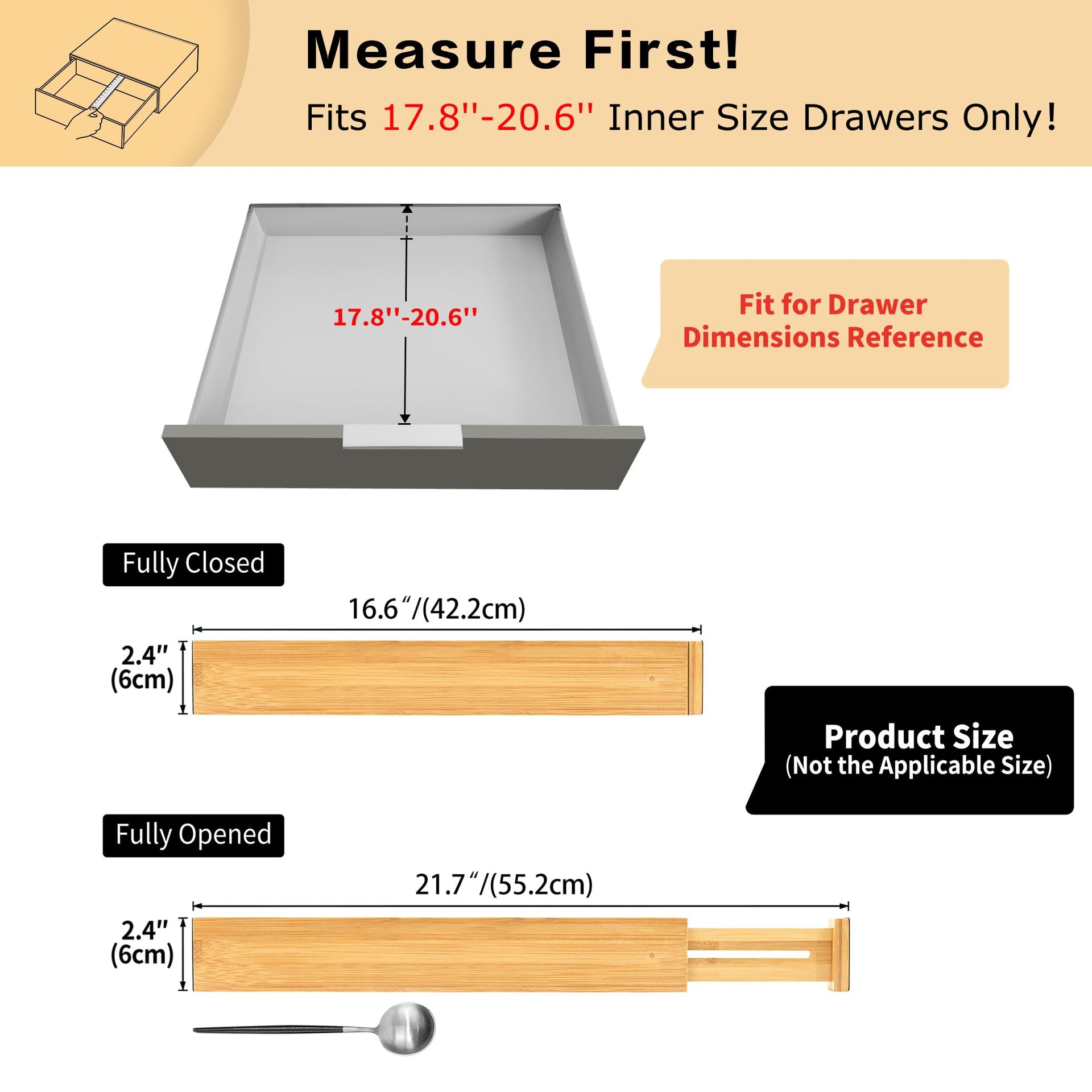 4 Pcs Bamboo Kitchen Drawer Dividers