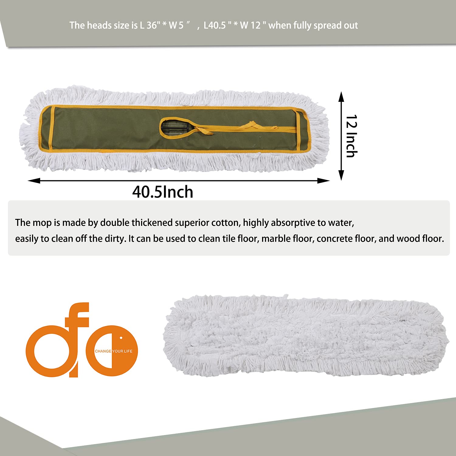 OFO 36inch Industrial Commercial Dust Mop 2 Sets (2 Count) - ModHome Supplies