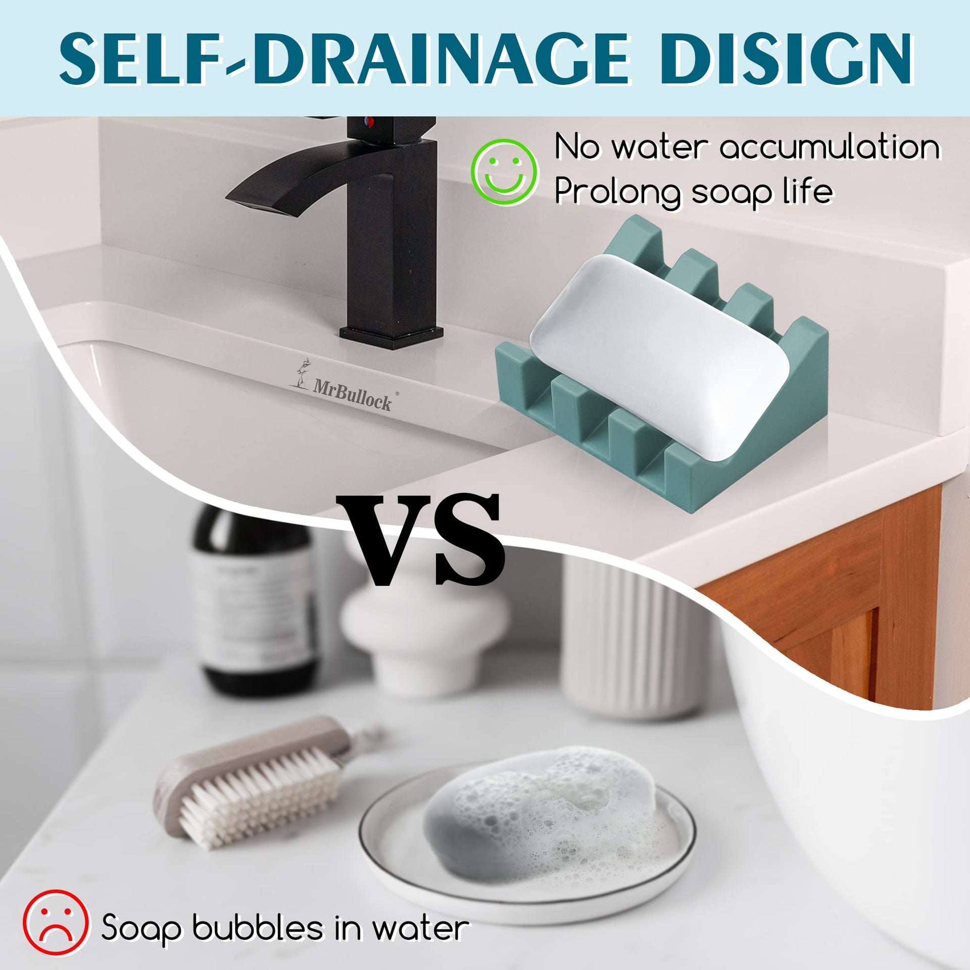 Silicone Soap Dish Self Draining for Shower & Kitchen (2 Count)