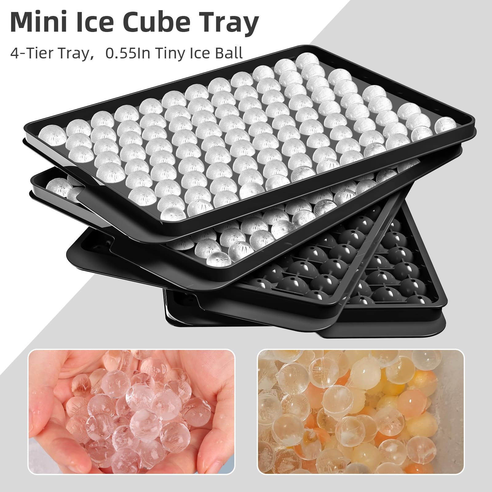 Mini Ice Cube Trays for Freezer with Lid (4 Count)