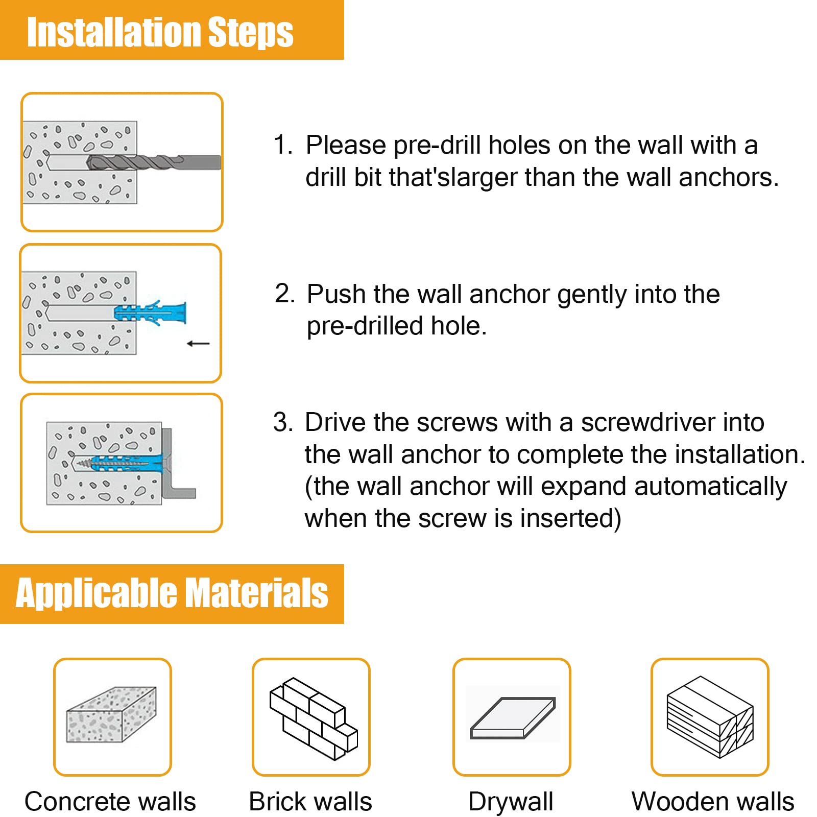 510Pcs Wall Hanging Kit with Anchors and Screws