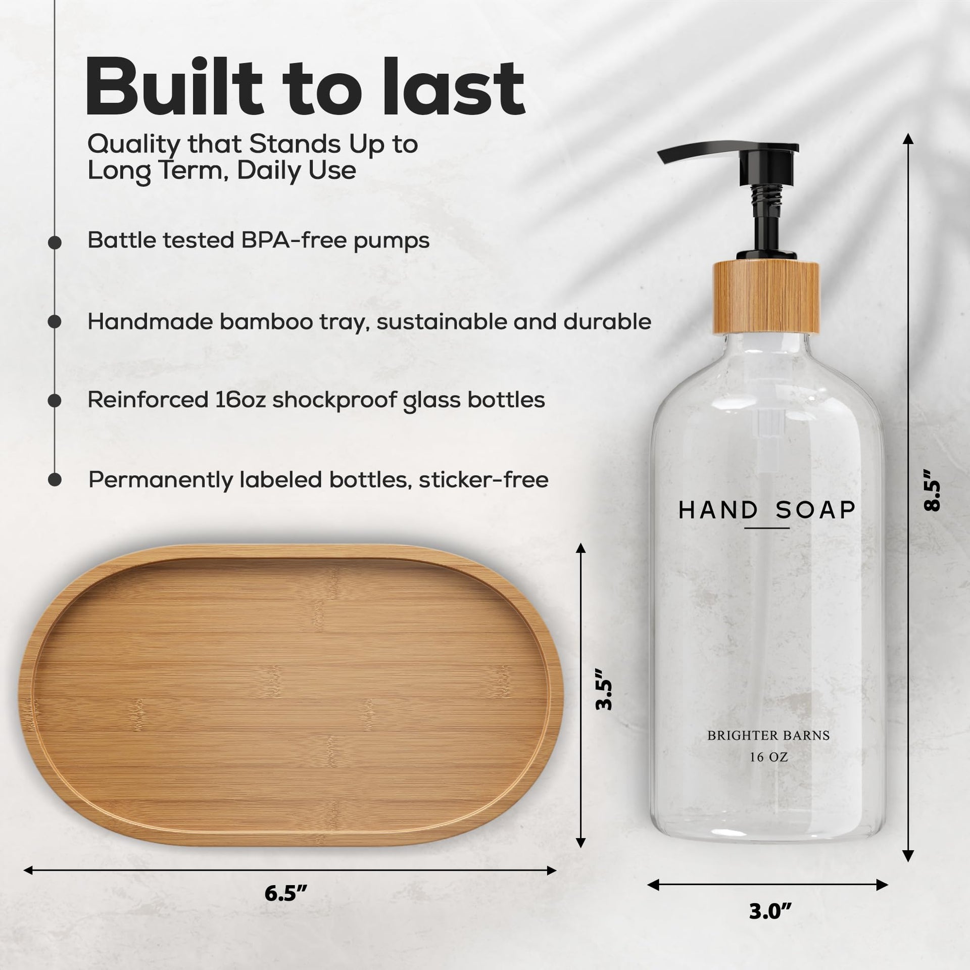 Clear Glass Hand and Dish Soap Dispenser Set by Brighter Barns
