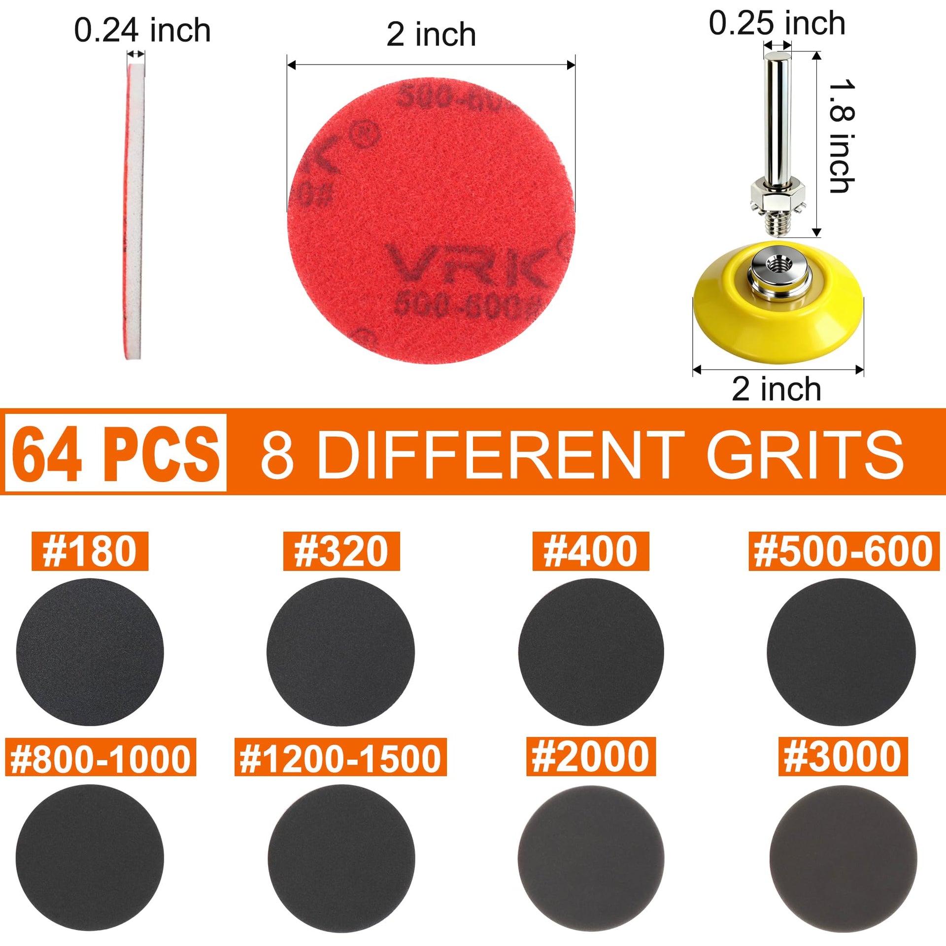 64 PCS 2 Inch Sanding Disc (64 Count)