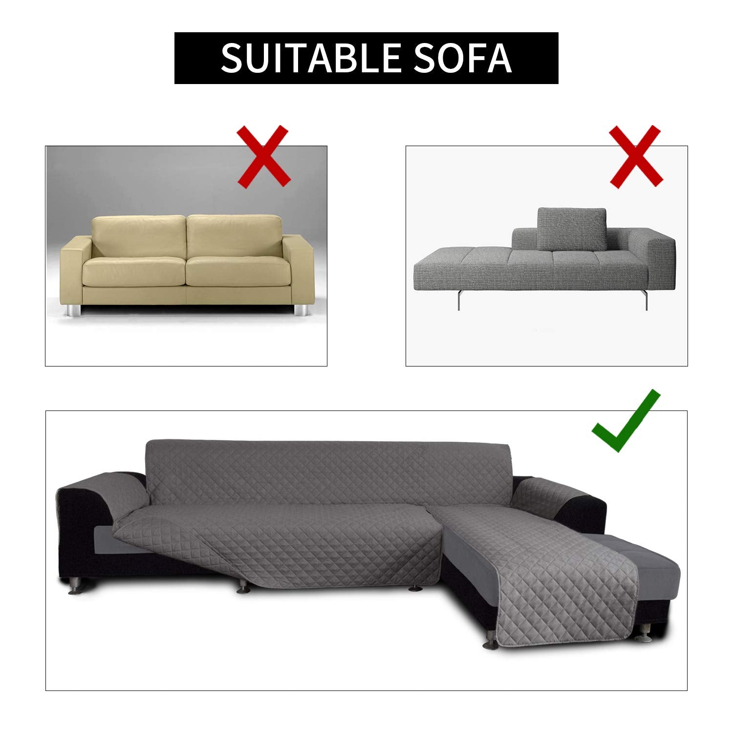 Reversible L Shape Sectional Couch Cover
