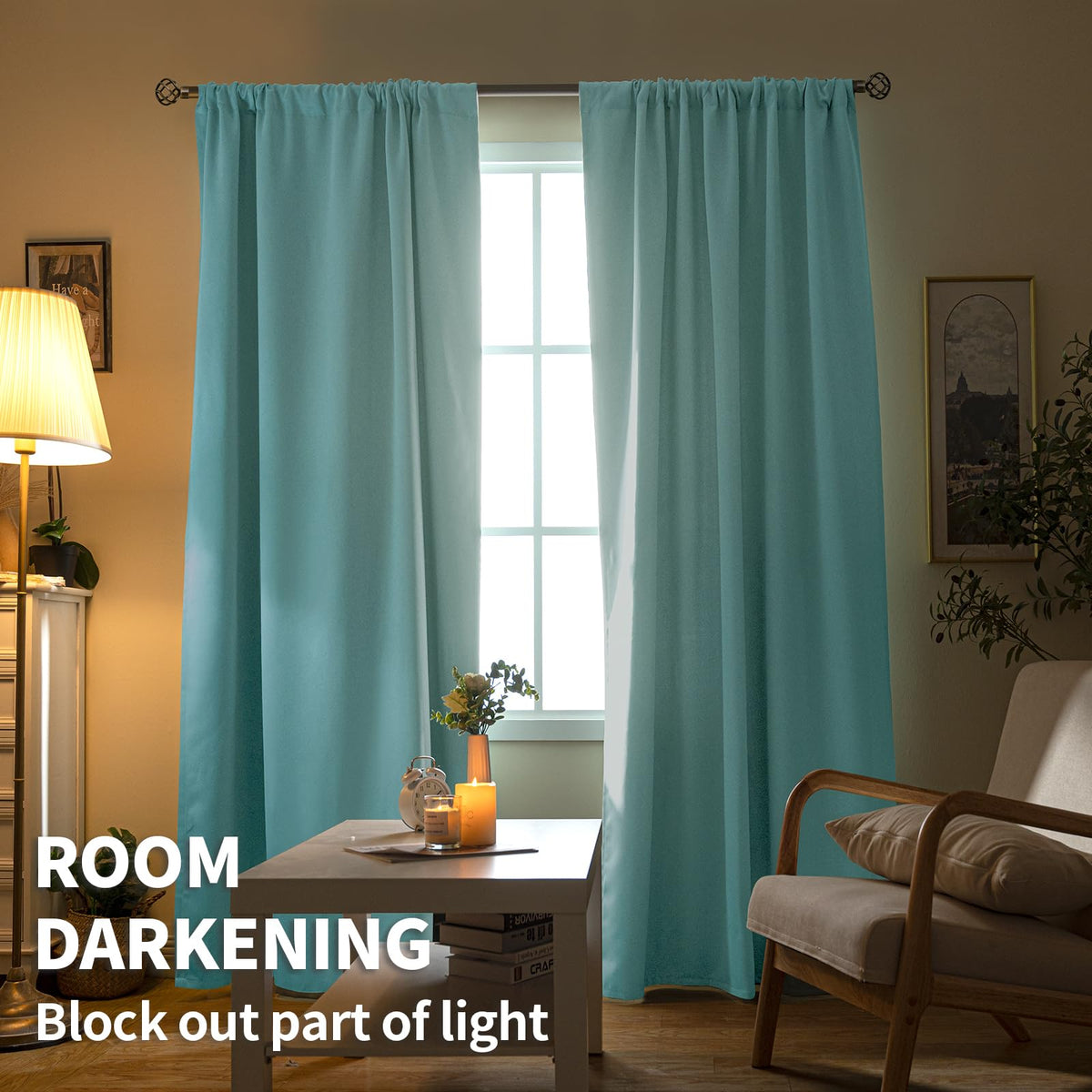 Aqua Curtains 63 Inch Length for Bedroom