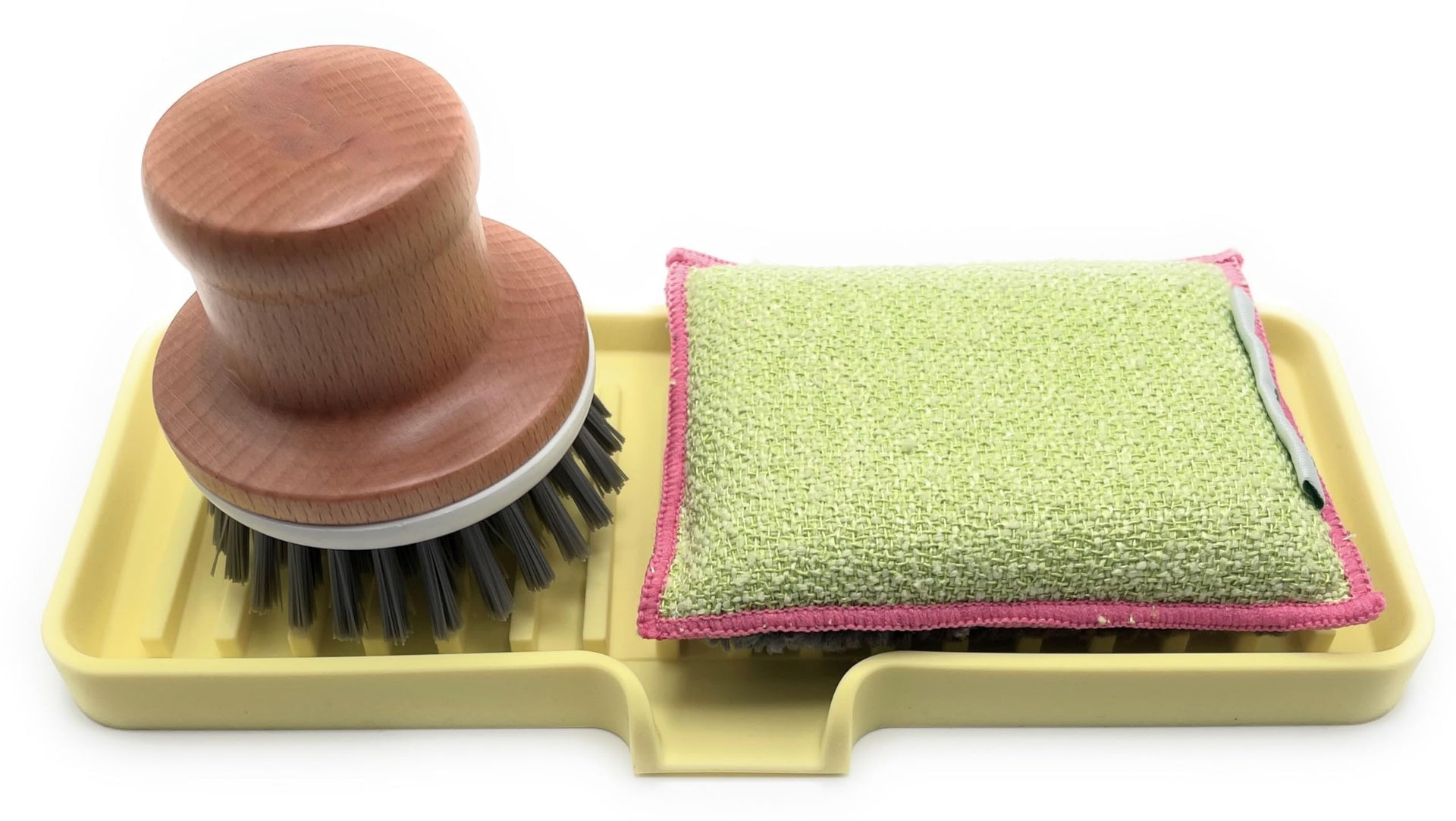 Silicone Soap Dish Tray and Sponge Holder with Drain Chute