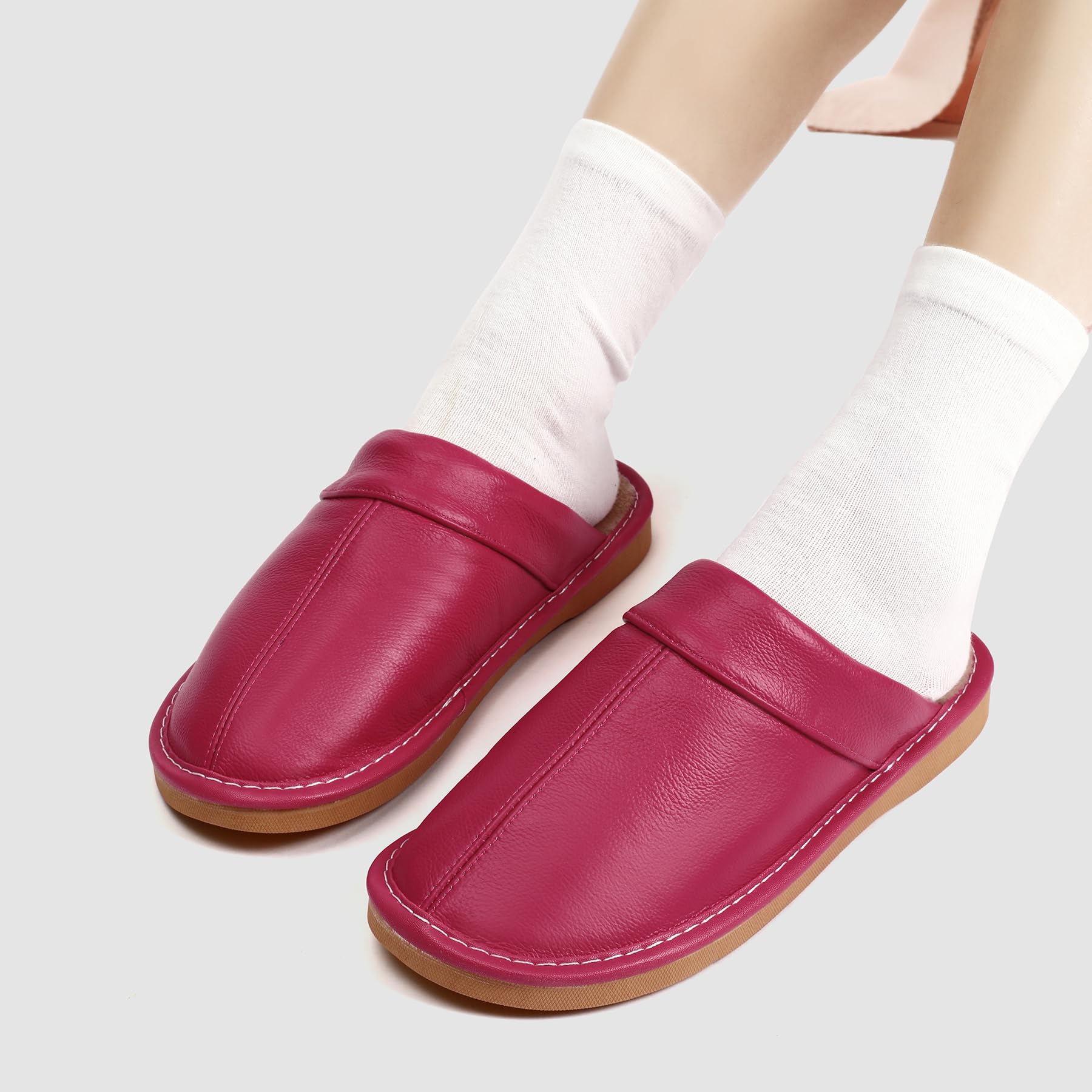 Genuine Leather Slippers for Women Men