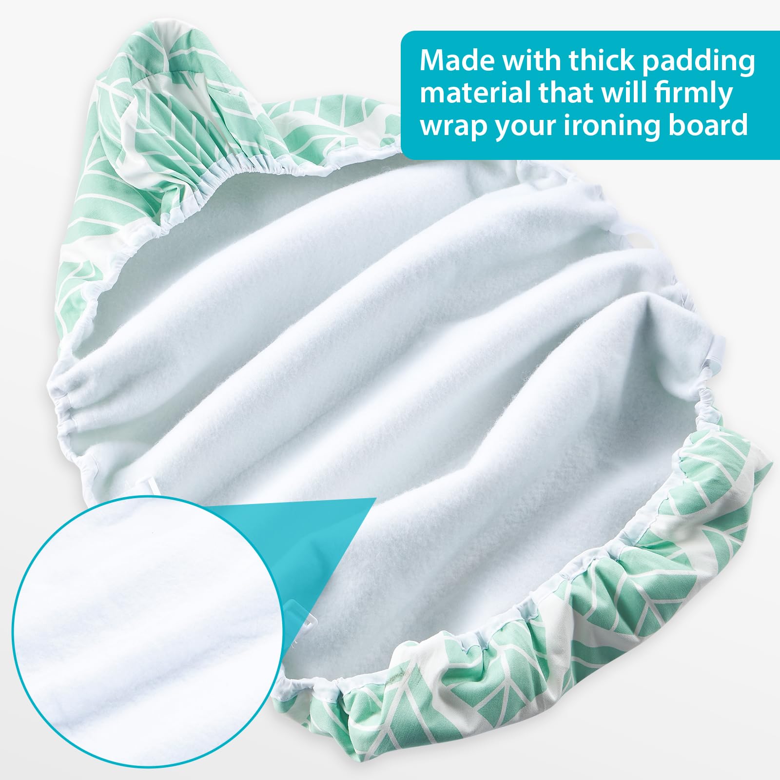 Wide Ironing Board Cover and Pad 18 x 49 inch Heat Reflective with Hook and Loop Fasteners