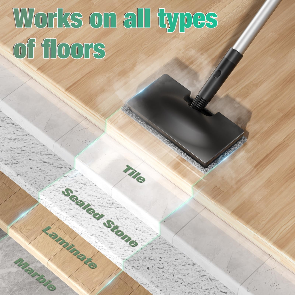 11-in-1 Steam Mop, Detachable Handheld Steam Cleaner with 3-Level Steam