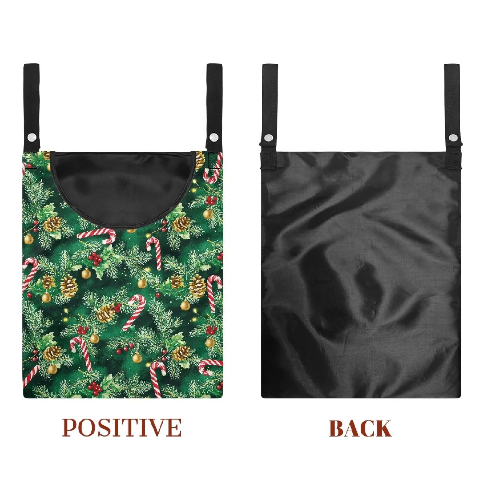 Christmas Pine Clothespin Organizer Bag Green Fashion Clothespin Storage Organizer with Large Opening Rotatable Clothespins Storage Bag Laundry Clothespins Bags for Outdoor