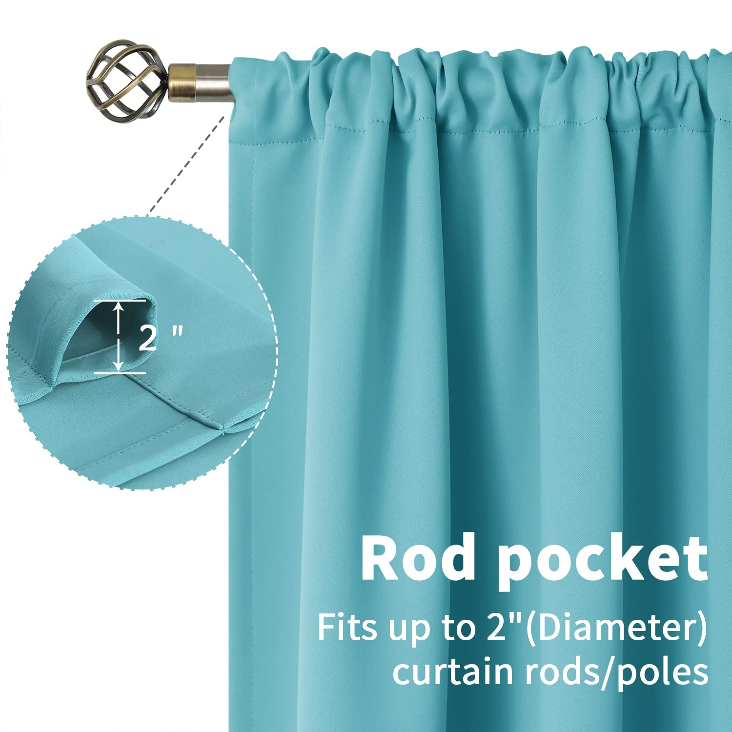 Small Aqua Curtains 36 Inch Length (2 Count)