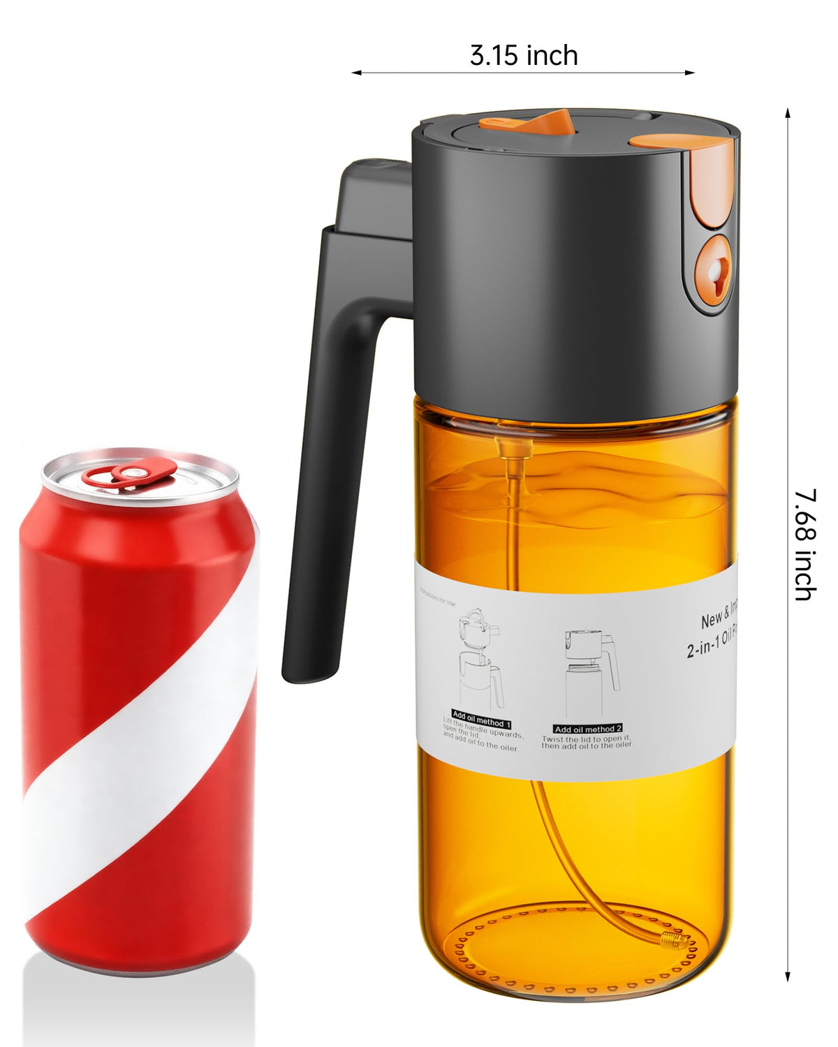 Olive Oil Sprayer & Dispenser Bottle for Cooking 17oz Dark Glass Oil Mister