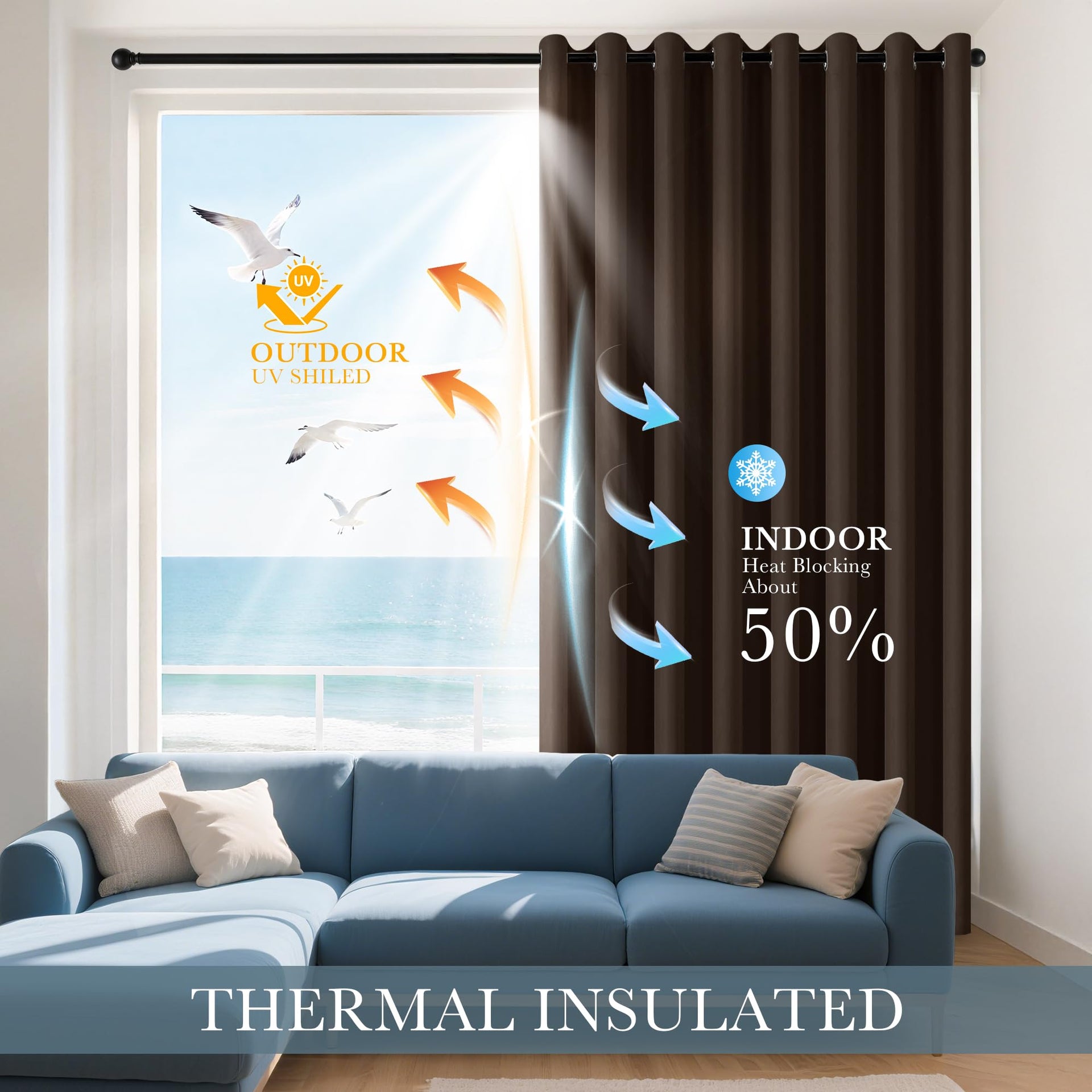 Blackout Small Curtains 36 inch 2 Panels Set (2 Count)