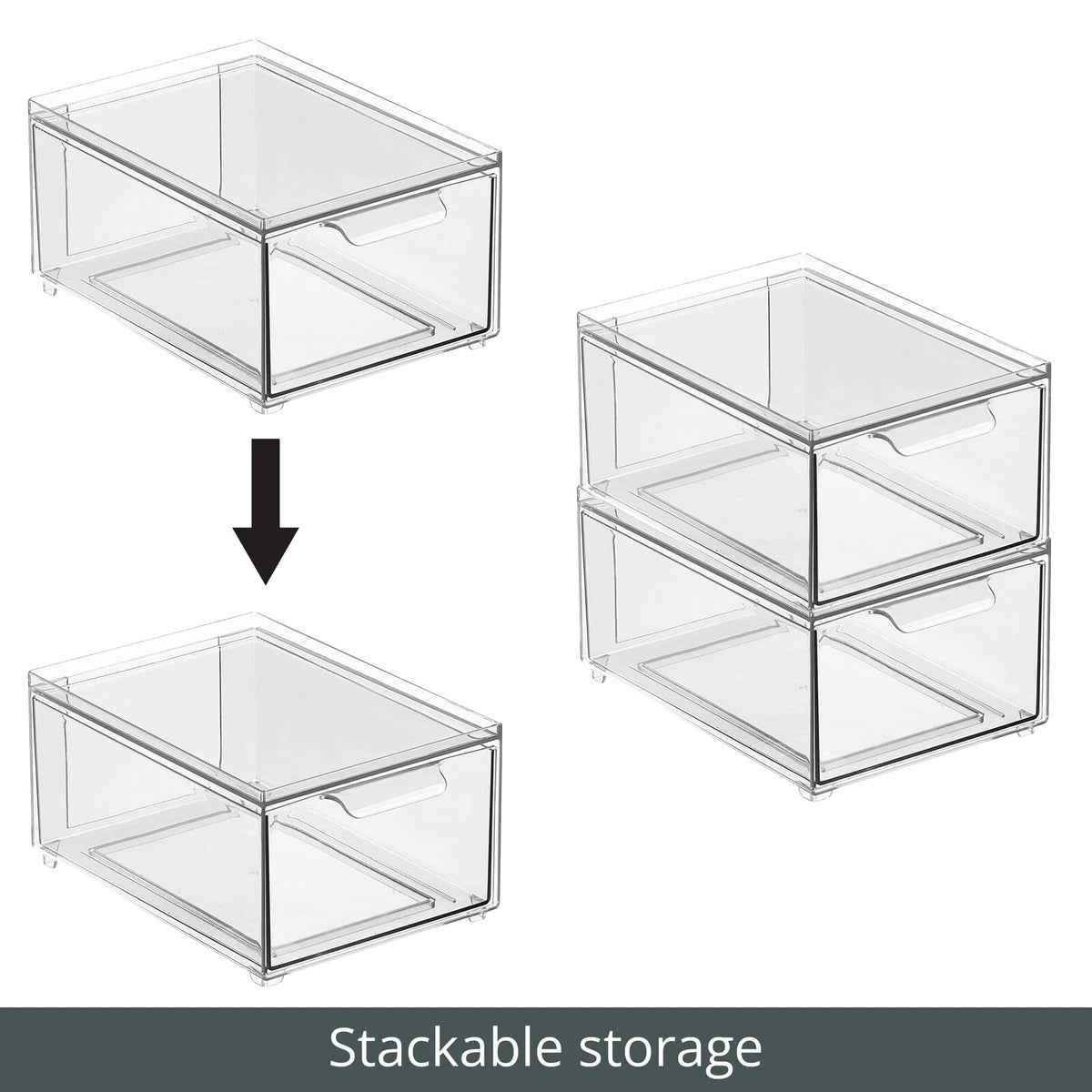 Stackable Storage Containers Box with Pull (2 Count)