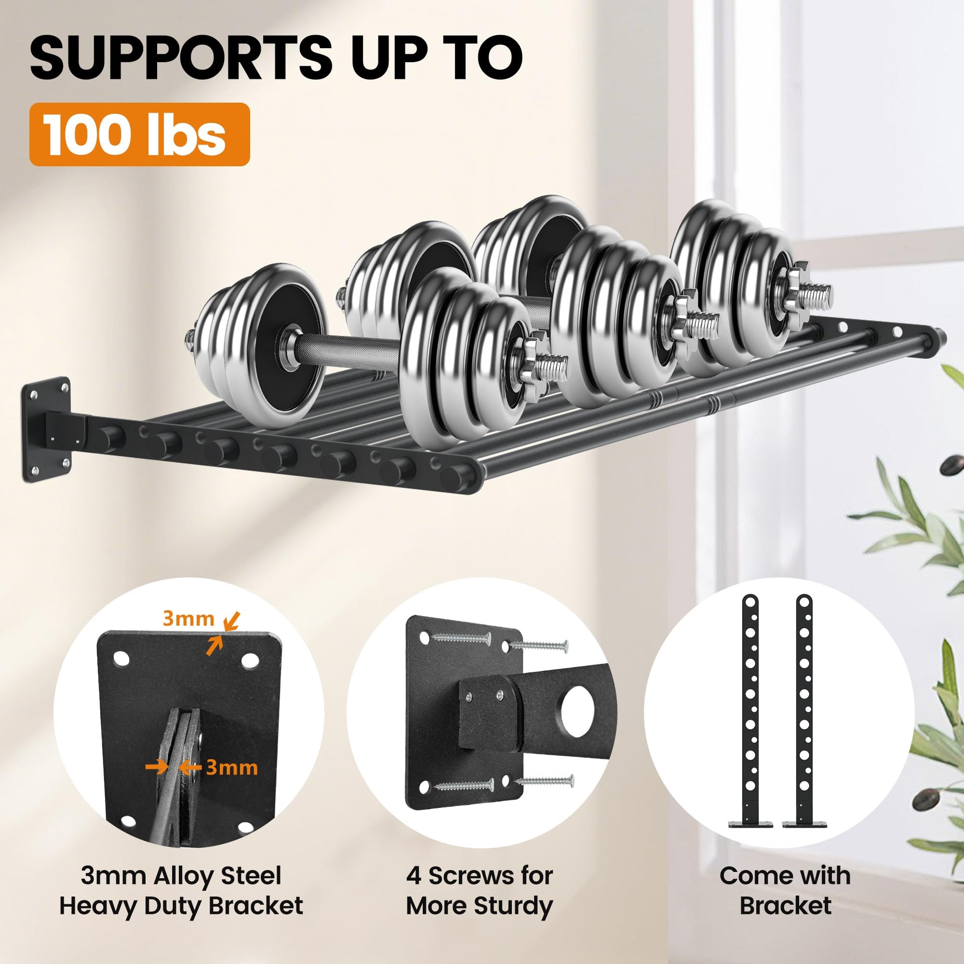 Wall Mounted Clothes Drying Rack 43 Inch