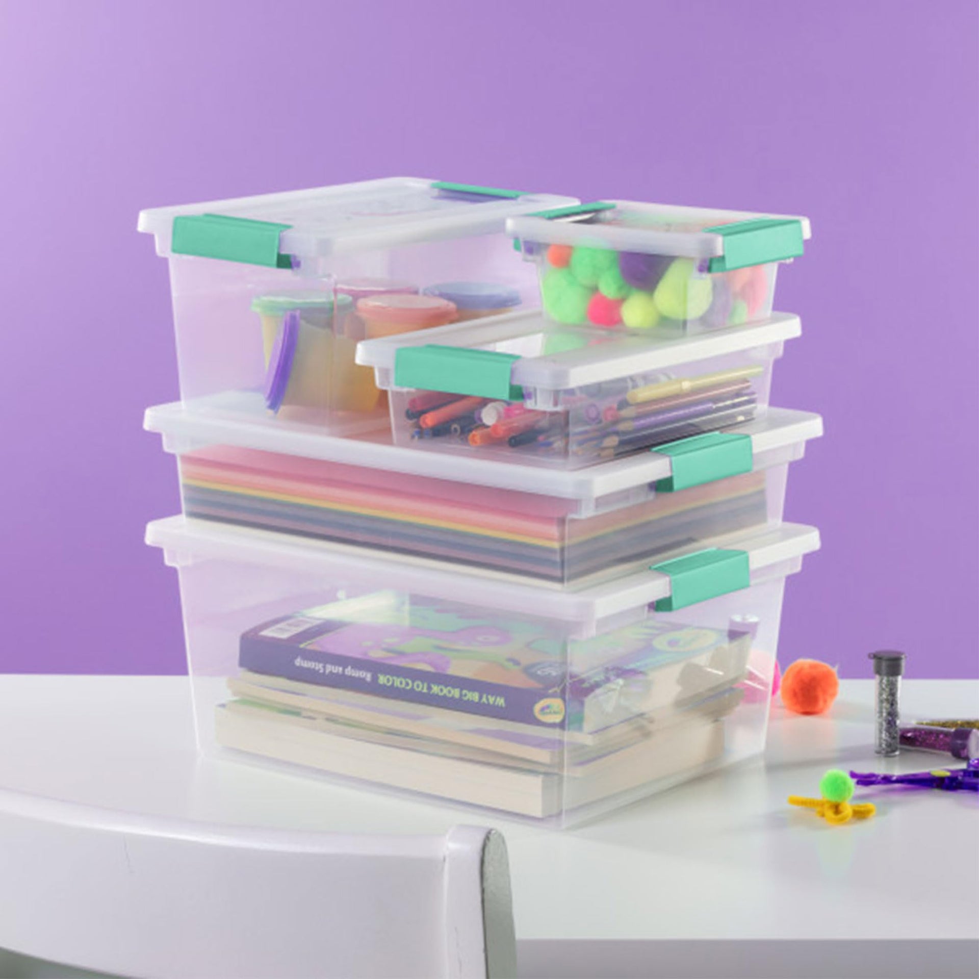 Clip Box Stackable Clear Plastic Bins (12 Count)