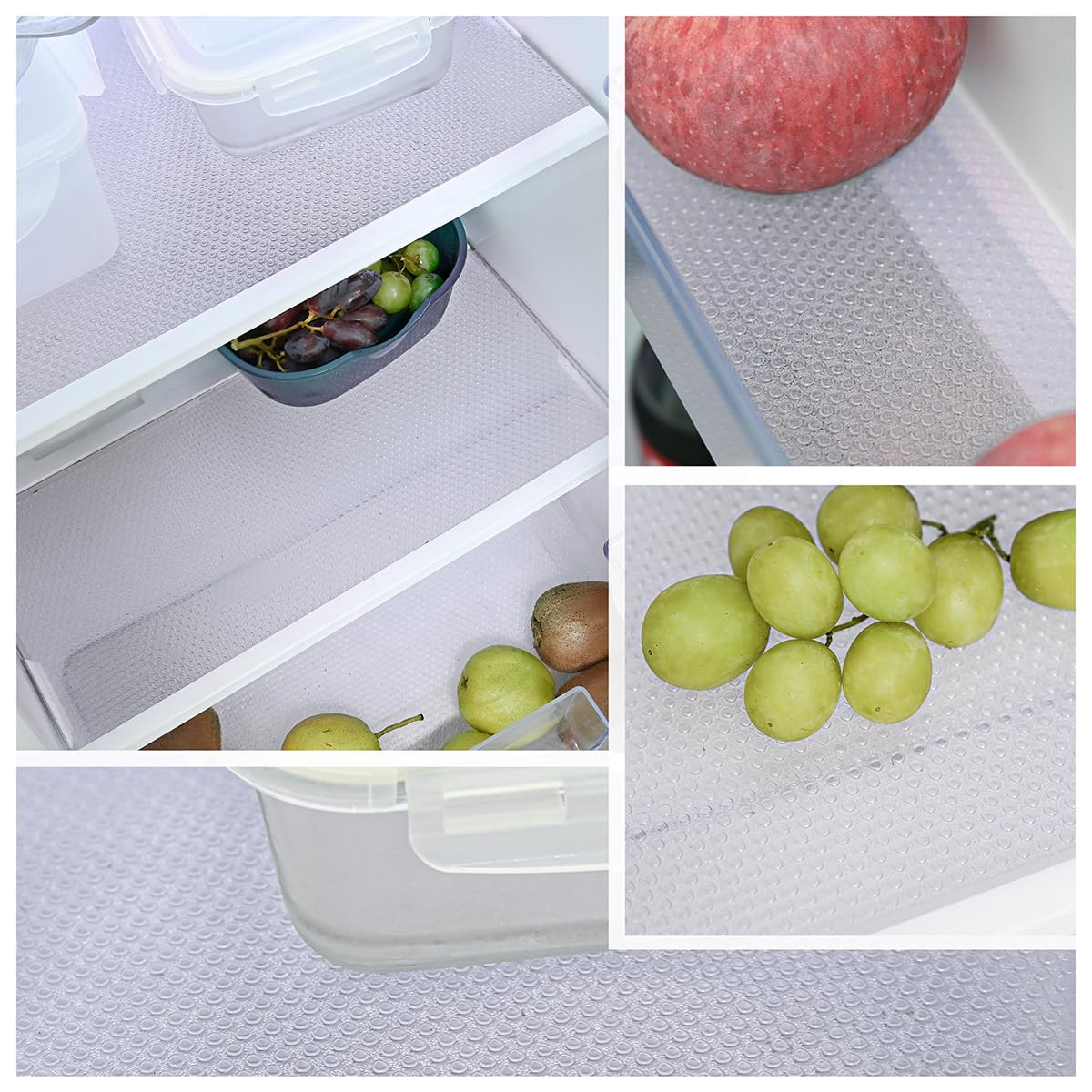 12Pcs Refrigerator Liners Washable Fridge Shelf Liners Refrigerator Mats for Freezer Glass Shelves Kitchen Cabinets Cupboards Drawers (12 Count)