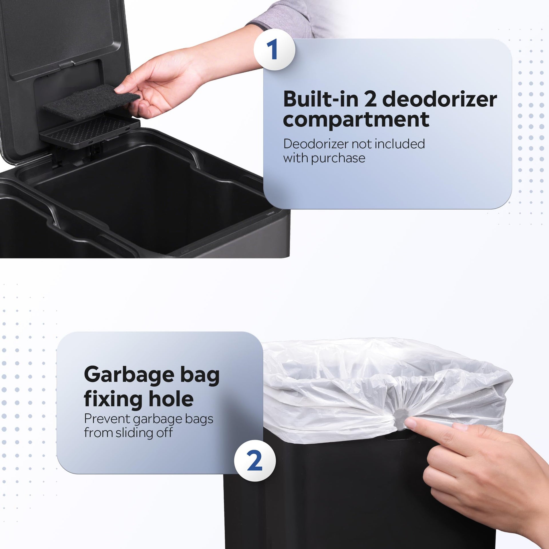 2 x 8 Gallon Stainless Steel Dual Trash Can (2 Count)