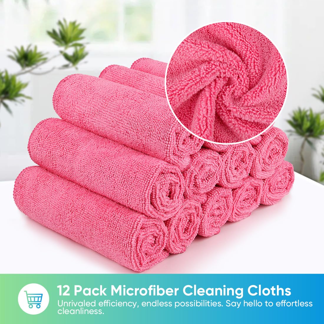 Pink Microfiber Cleaning Cloth (12 Count)
