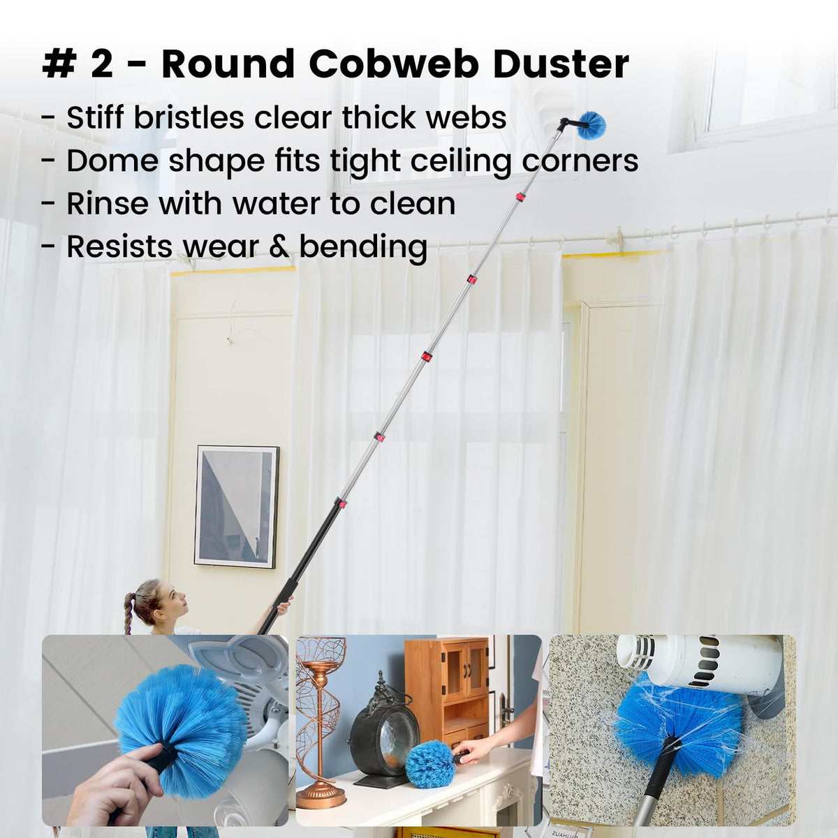 Ceiling Fan Duster Kit with 12 FT Telescoping Pole