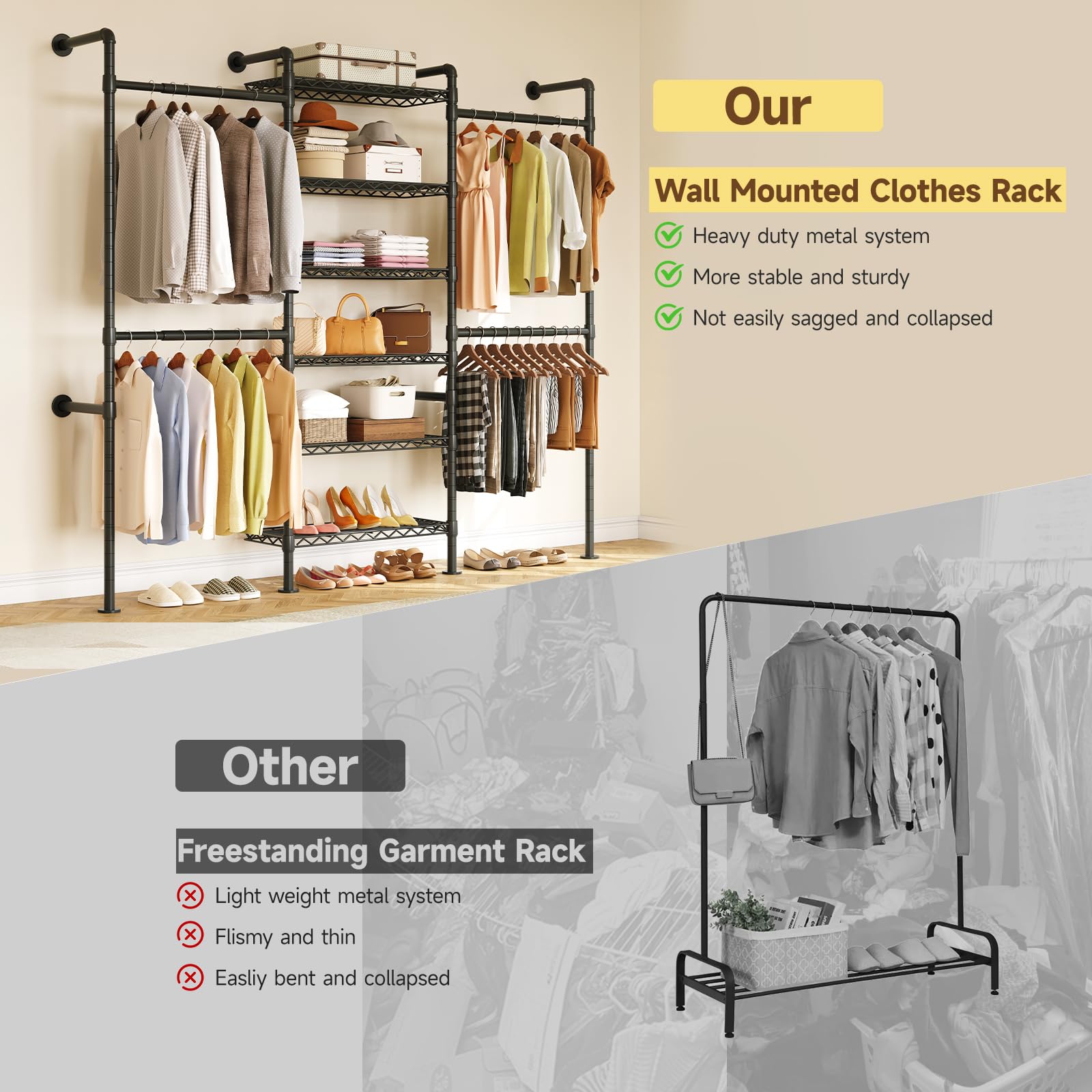H3 Expandable Wall Mounted Closet System
